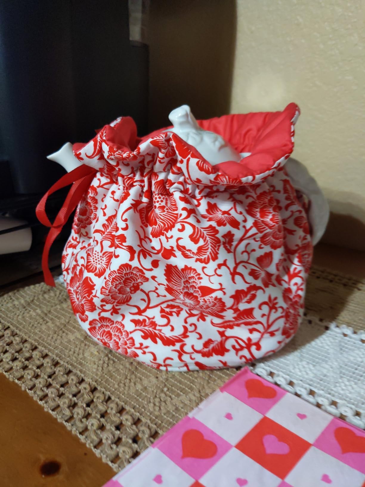 Tea Pot Cozies, Cotton Vintage Floral Teapot Dust Cover Tea Cosy, Kitchen Home Decorative Tea Pots Cozy with Insulation Pad for Housewife, Friend, Mom customer photo 2