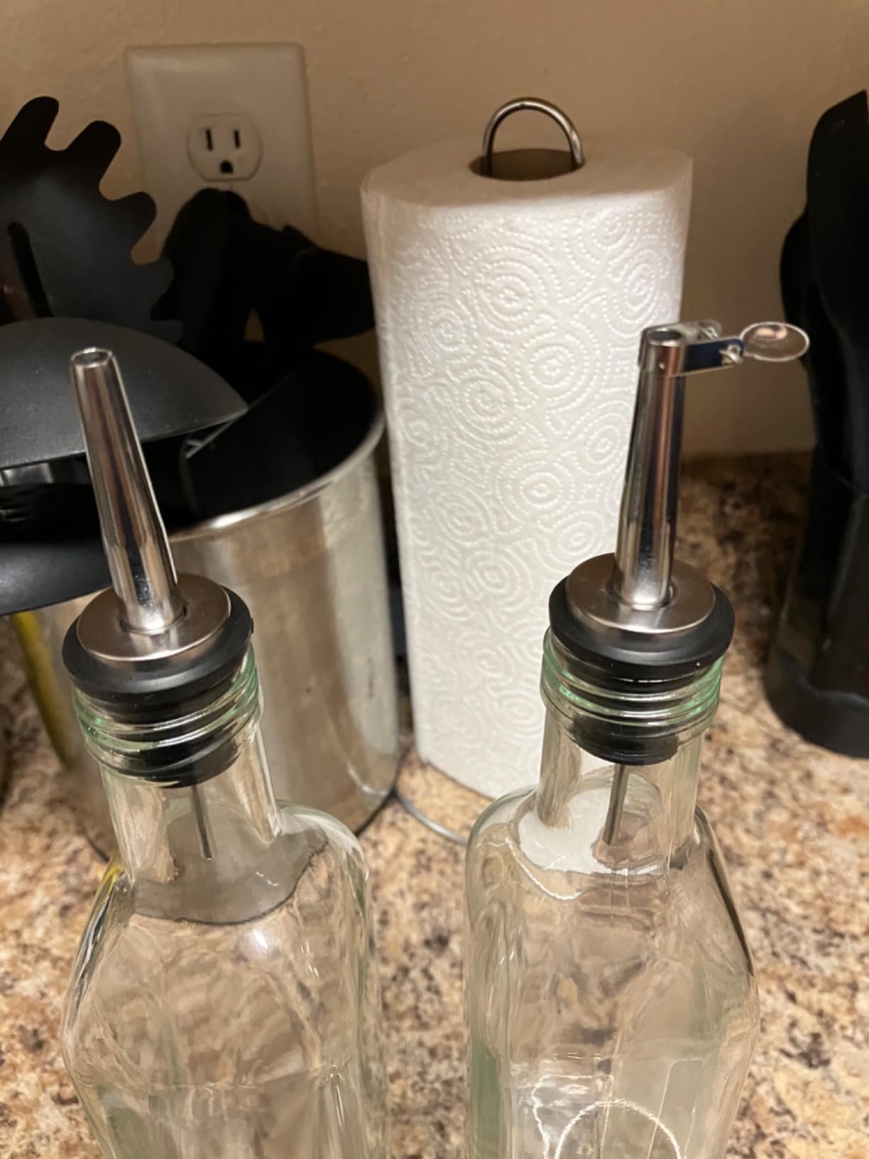 AOZITA [2 PACK] 17 oz Glass Olive Oil Dispenser Bottle Set - 500ml Clear Oil & Vinegar Cruet Bottle with Pourers, Funnel and Labels customer photo 2