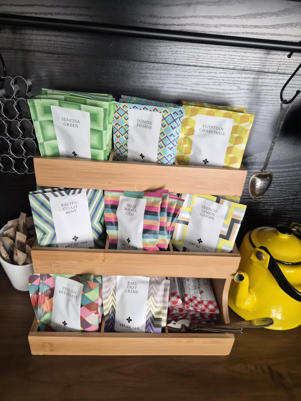 Theodore Tea Bag Organizer - Wooden Tea Organizer and Storage for Home, Kitchen, Office - 180 Tea Bag Holder - Vertical Display Tea Box. Also for Coffee Pods, Sugar, Sweeteners and Creamers. customer photo 1