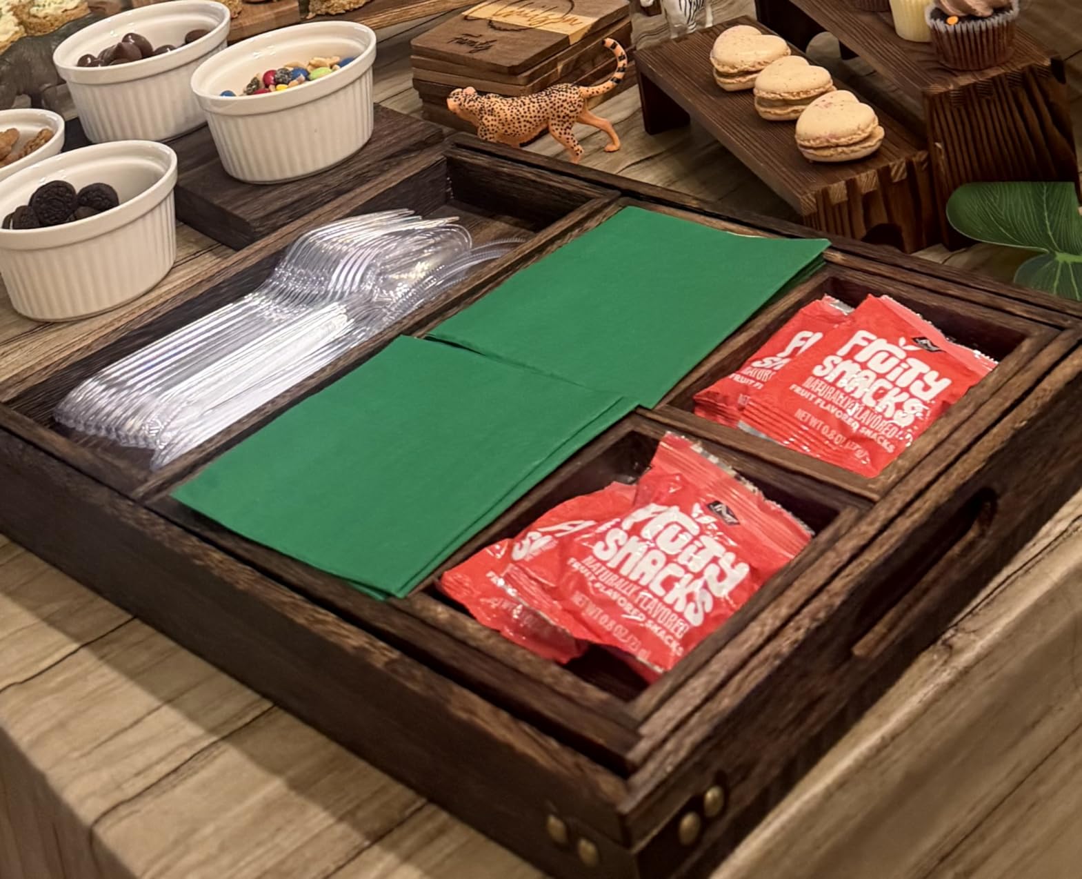 Yangbaga Rustic Wooden Serving Trays with Handle - Set of 7 Rectangular Platters for Entertaining, Breakfast, Coffee Table, Home Decor customer photo 1