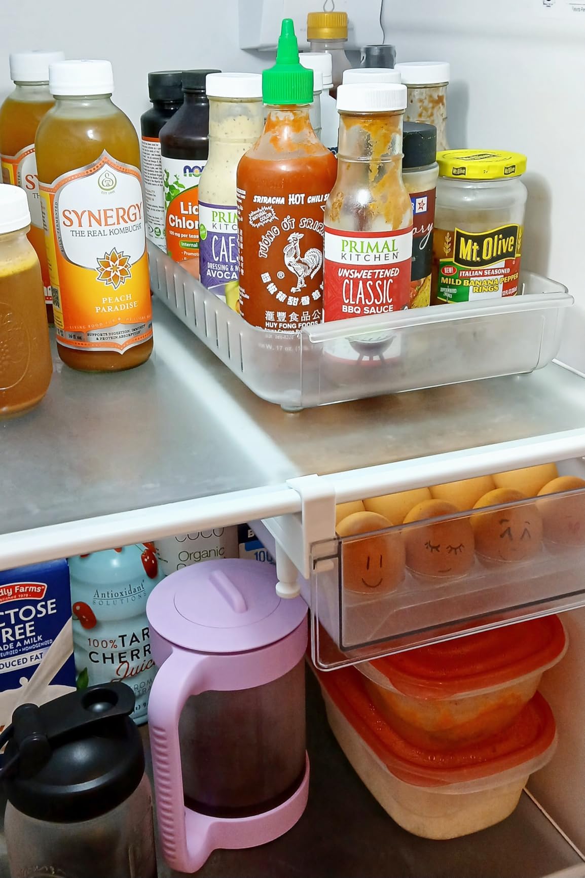 YouCopia RollOut Fridge Caddy BPA-Free Clear Rolling Refrigerator Organizer Bin with Adjustable Dividers and Handles, 9