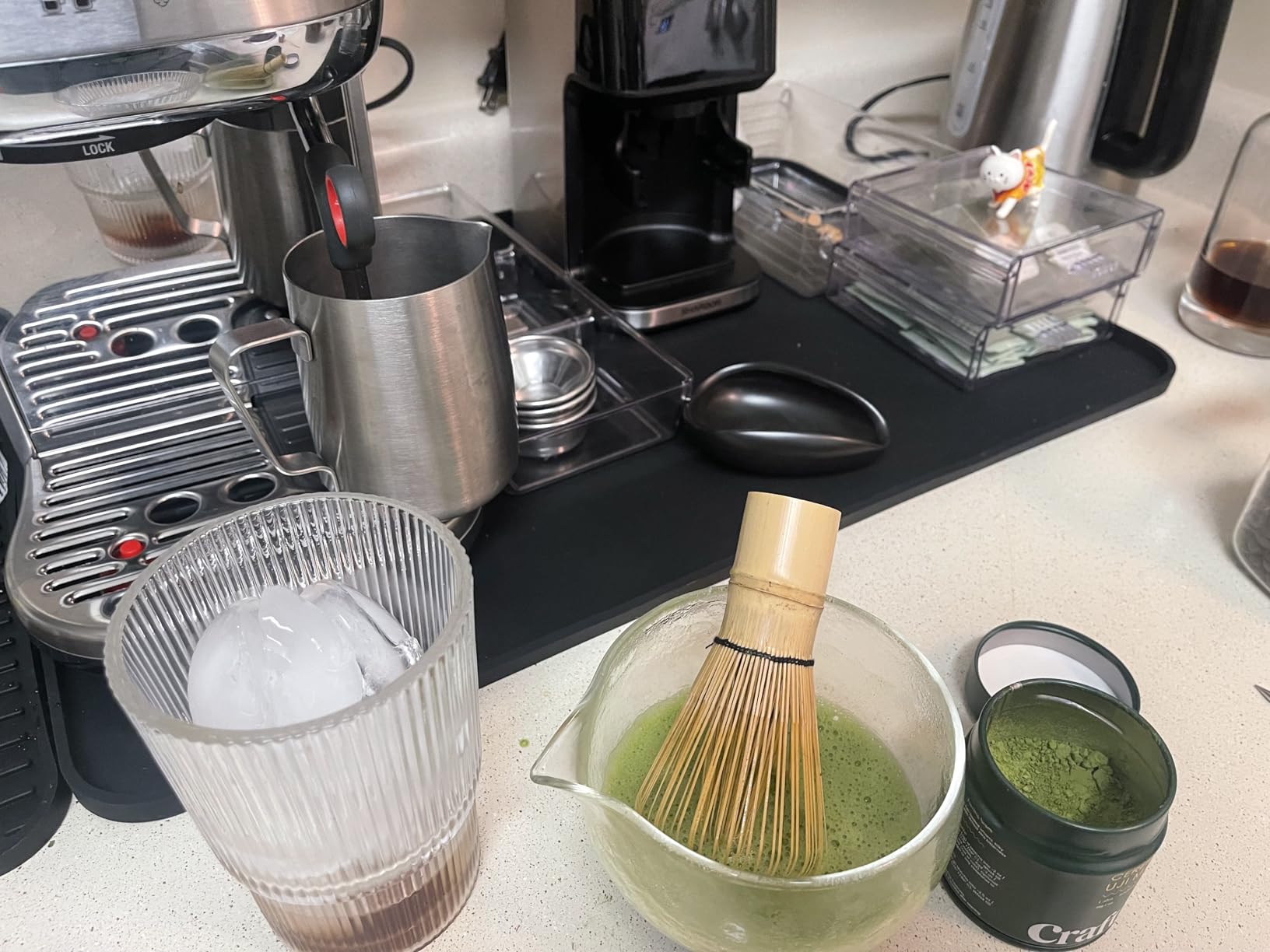 Textured Glass Matcha Bowl With Pouring Spout - Handmade Japanese Style Matcha Green Tea Ceremony Chawan 400ml 13.5 oz Big Glass Salad Porridge Juice Bowl Cup customer photo 1