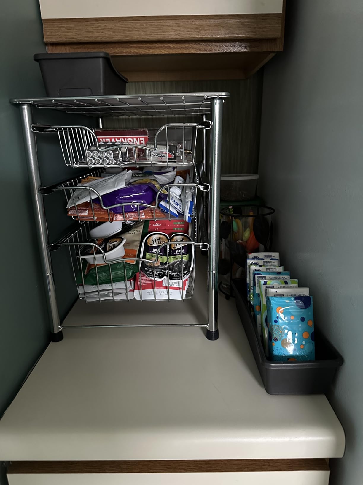 Simple Houseware 3-Tier Stackable Sliding Basket Storage Organizer Drawer for Bathroom and Kitchen, White customer photo 1