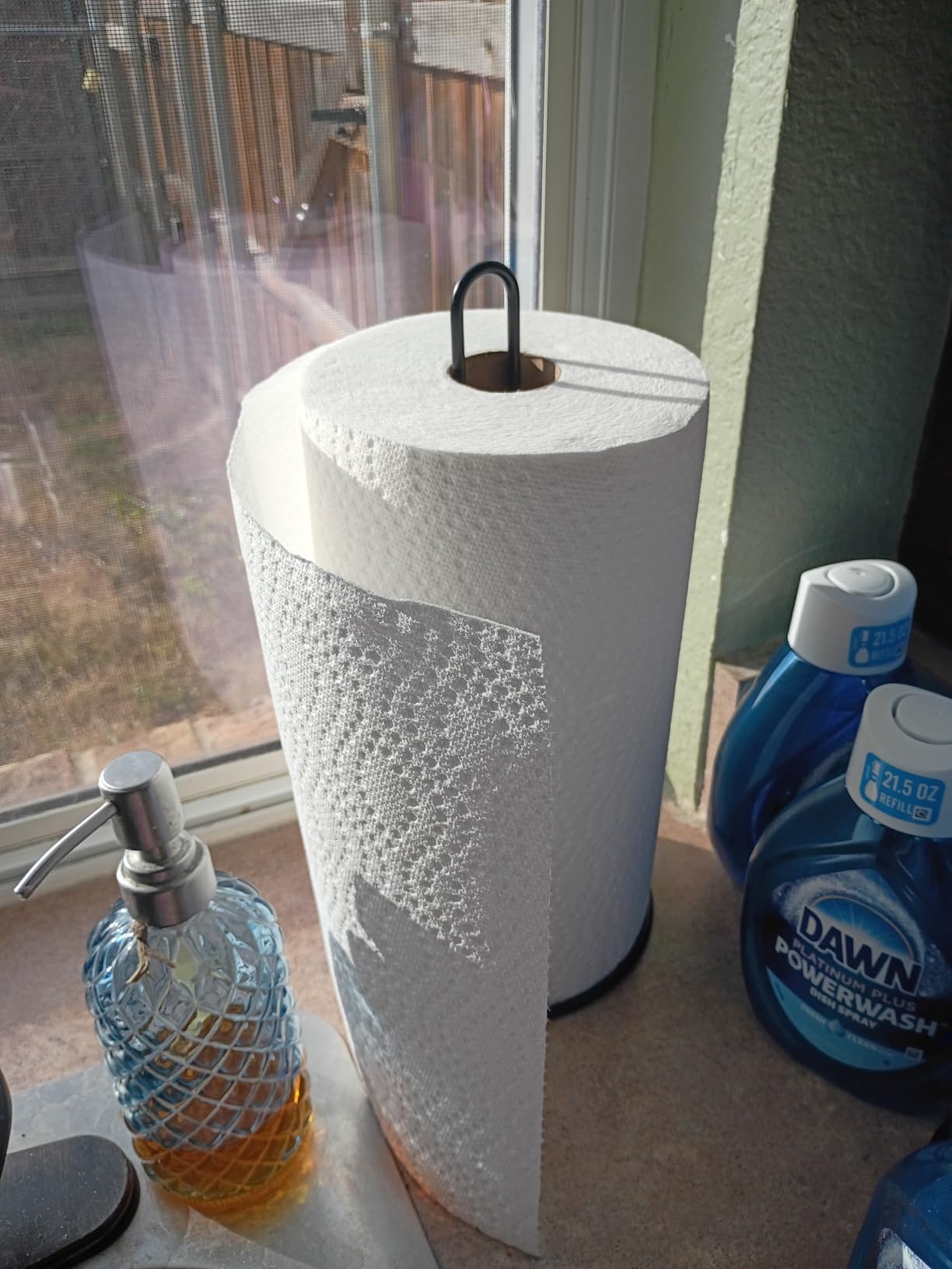 OBODING Paper Towel Holder Countertop, Kitchen Paper Towel Stand Holder (Black) customer photo 1