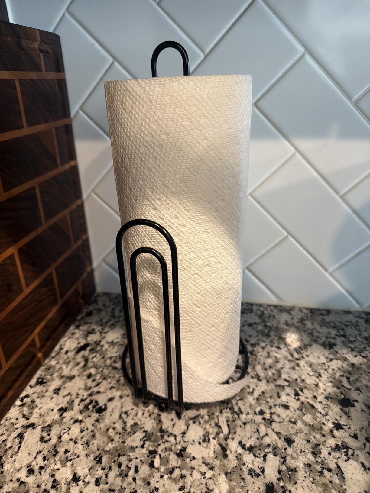 OBODING Paper Towel Holder Countertop, Kitchen Paper Towel Stand Holder (Black) customer photo 2