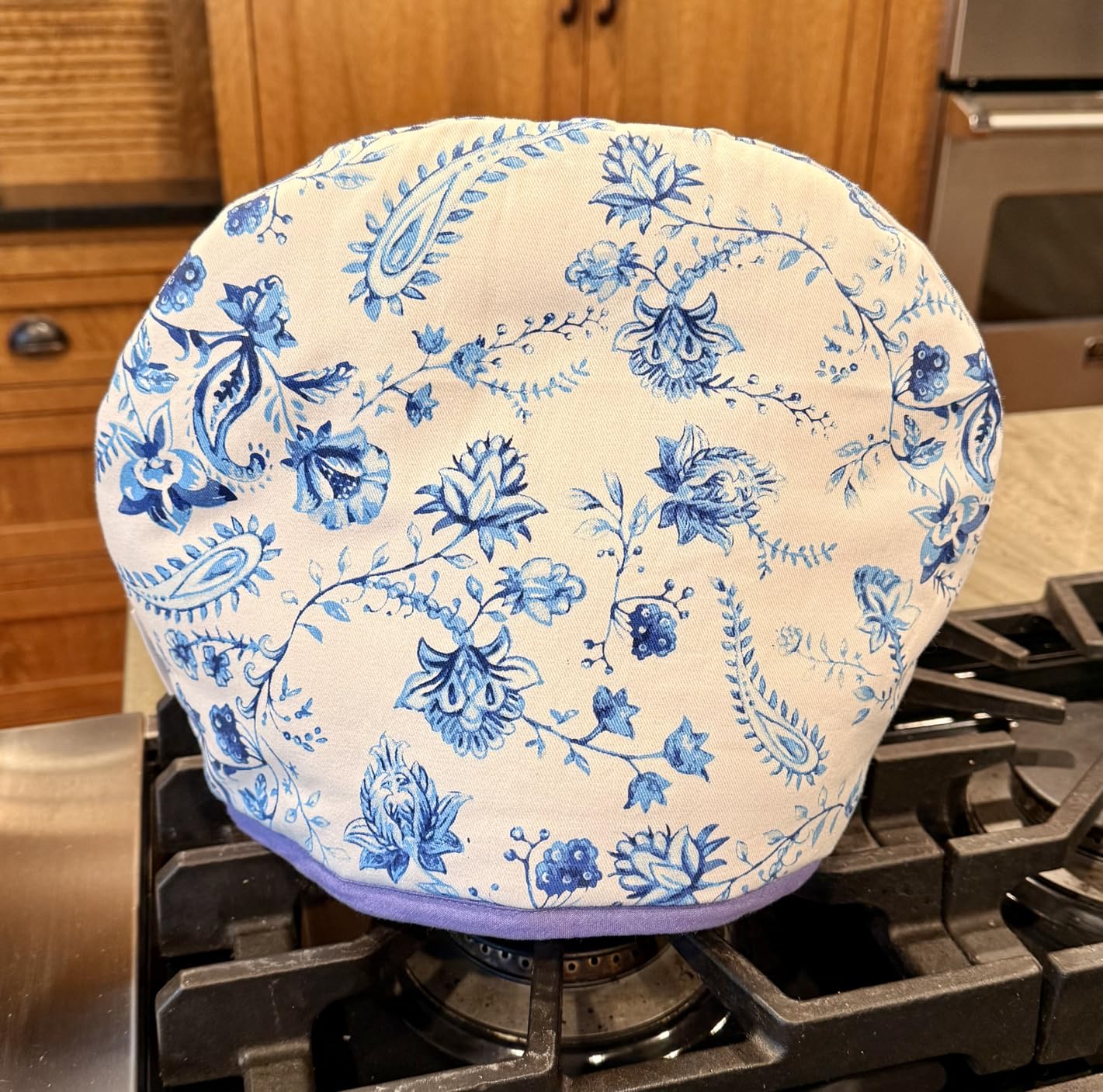 Muldale Large Tea Cozy for Teapot British - 100% Cotton Extra Thick Wadding Tea Pot Cover Designed in England - Insulated Teapot Cozy for English Tea Sets - Vintage Blue Floral customer photo 2