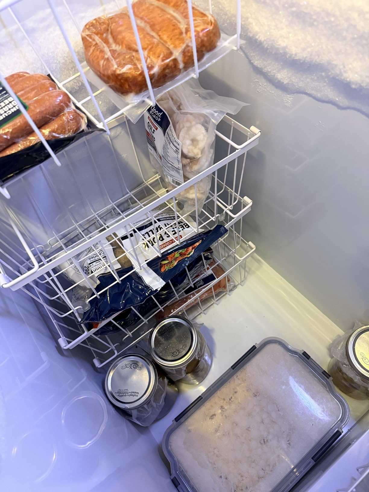 iSPECLE Freezer Organizer Bins - Fits 7 Cu.Ft Chest Freezer, 4 Pack Stackable Wire Baskets(14.7