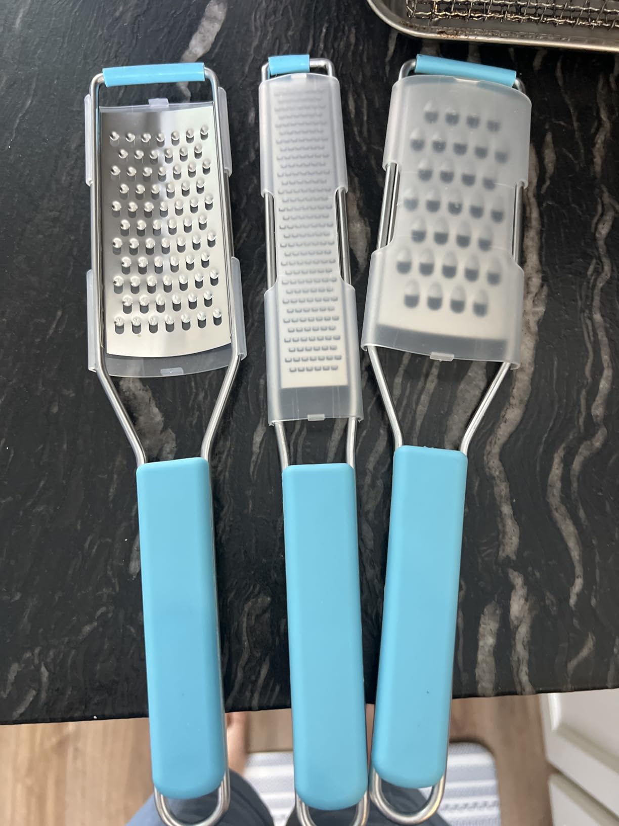 Cambom Lemon Zester Grater Three-piece Suit - Heavy Duty Kitchen Tool for Parmesan Cheese, Ginger, Garlic, Nutmeg, Chocolate, Vegetables, Fruits, Stainless Steel Grater Dishwasher Safe Black customer photo 1