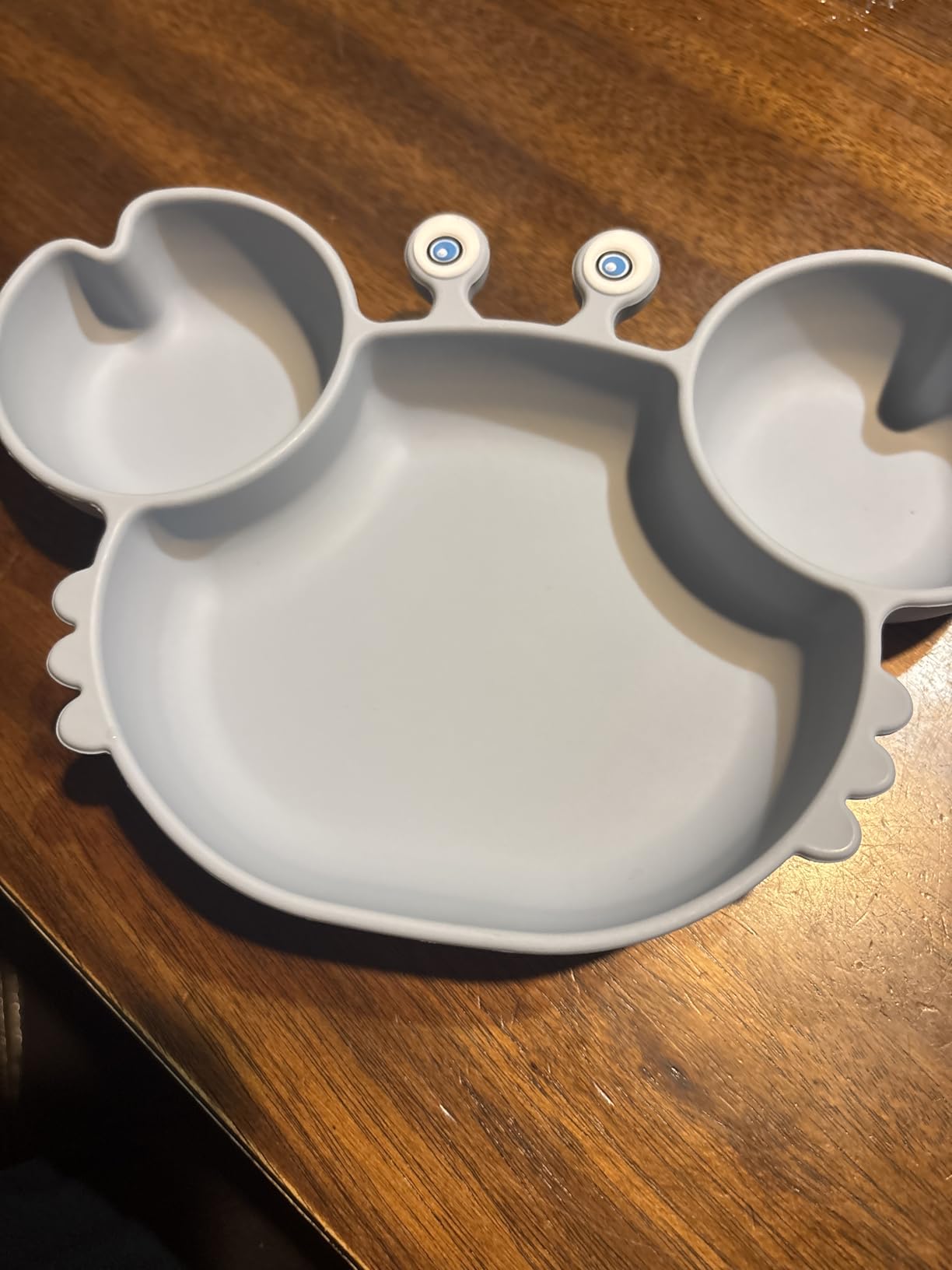 ROCCED Suction Plates for Baby, Silicone Plates with Suction Divided, Baby Spoon Fork Set for Toddler Baby Dishes Kids Utensils-Crab Dusty Blue customer photo 2
