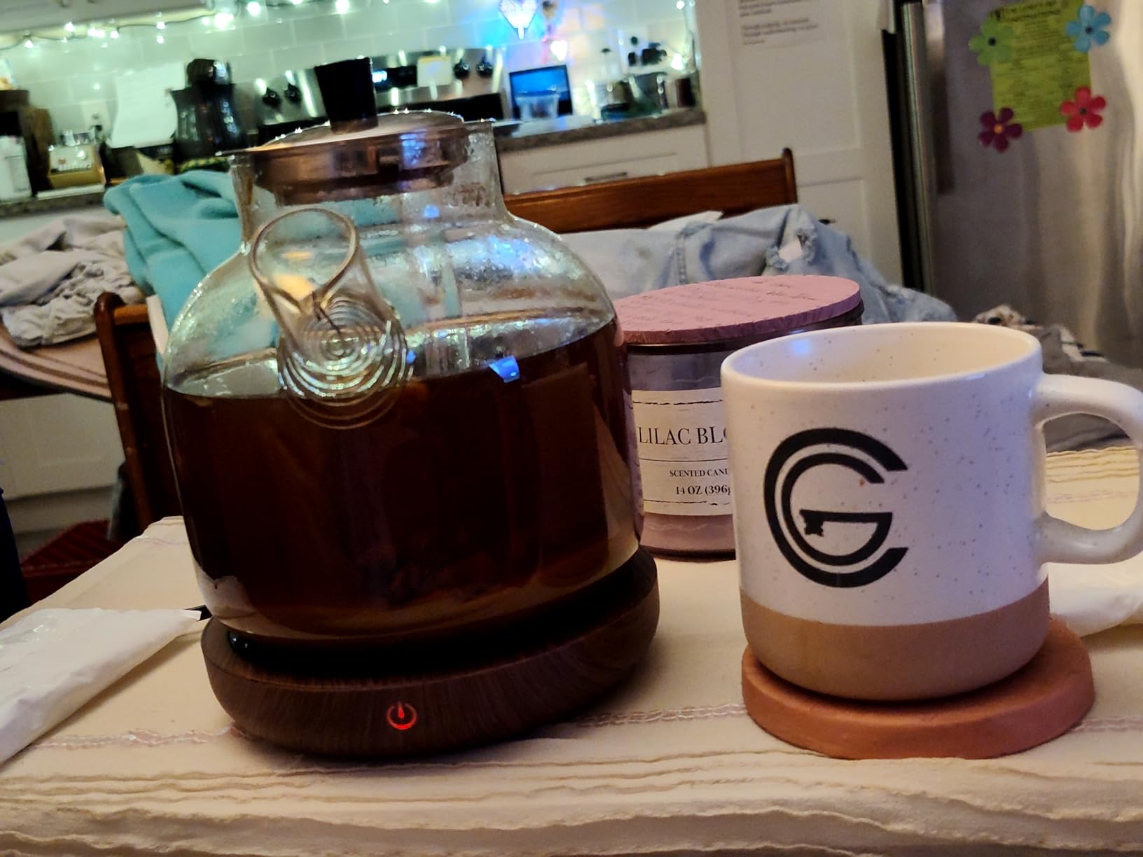 1500ml(50oz) Glass Teapot with Removable Infuser, Ehugos Stovetop Safe Large Tea Pot, Blooming and Loose Leaf Hand Crafted Kettle for Women and Adult with Stainless Infuser customer photo 2