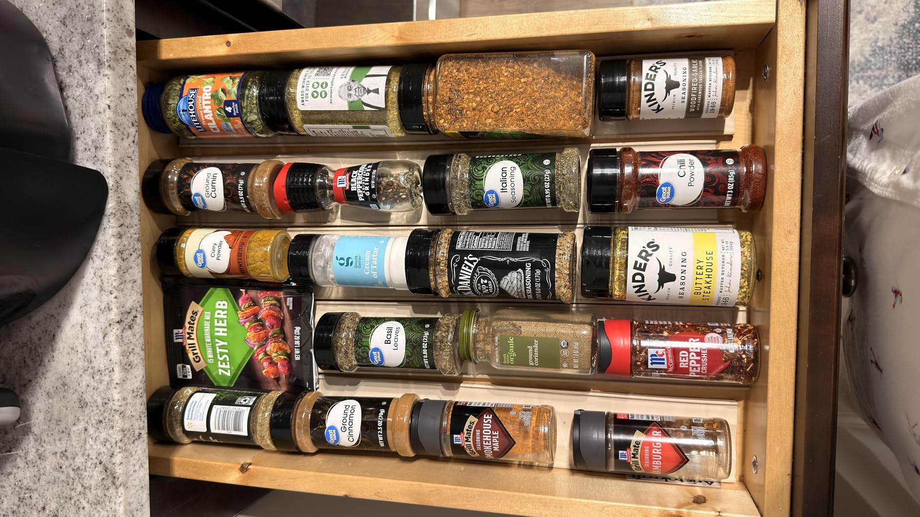 YouCopia SpiceLiner Adjustable Spice Drawer Liner, 10ft Roll, Sandstone, Seasoning and Spices Bottle Organizer Insert customer photo 1