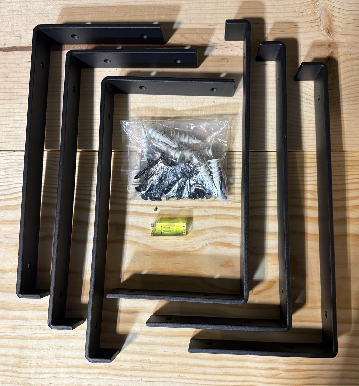 WEKIS 12 Inch Heavy Duty Floating Shelf Bracket, Wall Mounting Industrial Black Shelf Brackets, 1/5 Inch Thick Iron Metal Brackets for Shelves 6 Packs customer photo 2