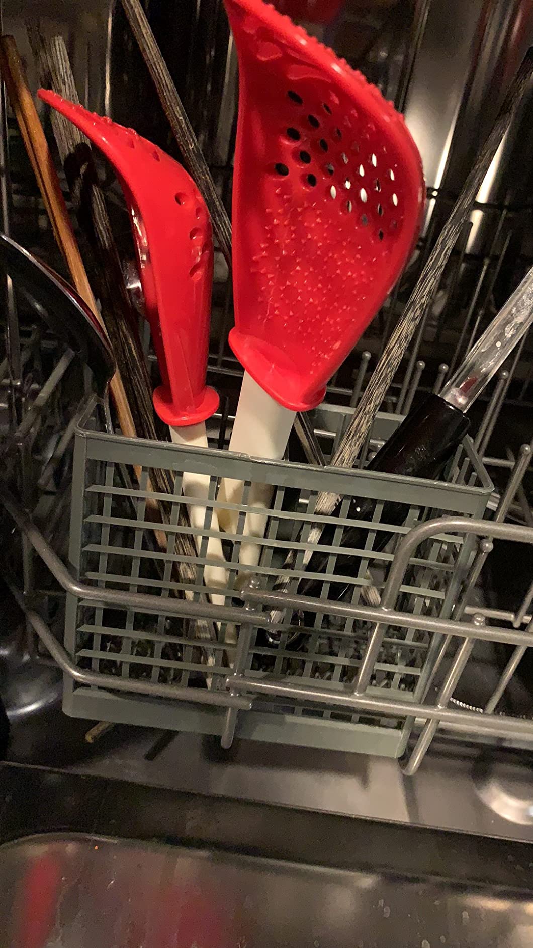 6 in 1 Multifunctional cooking gadgets, 356F Heat Resistant kitchen gadgets, Egg Separator, Cooking, Draining, Mashing, Grating, Cooking spoon red customer photo 1