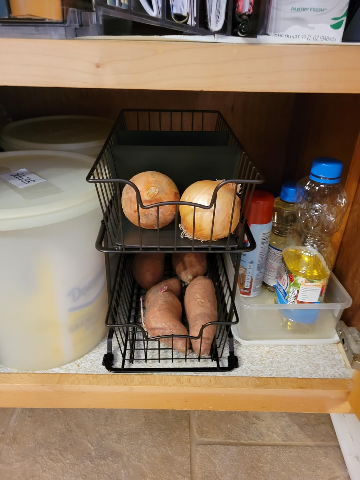 Simple Houseware 2 Tier Cabinet Wire Basket Drawer Organizer, Grey customer photo 1