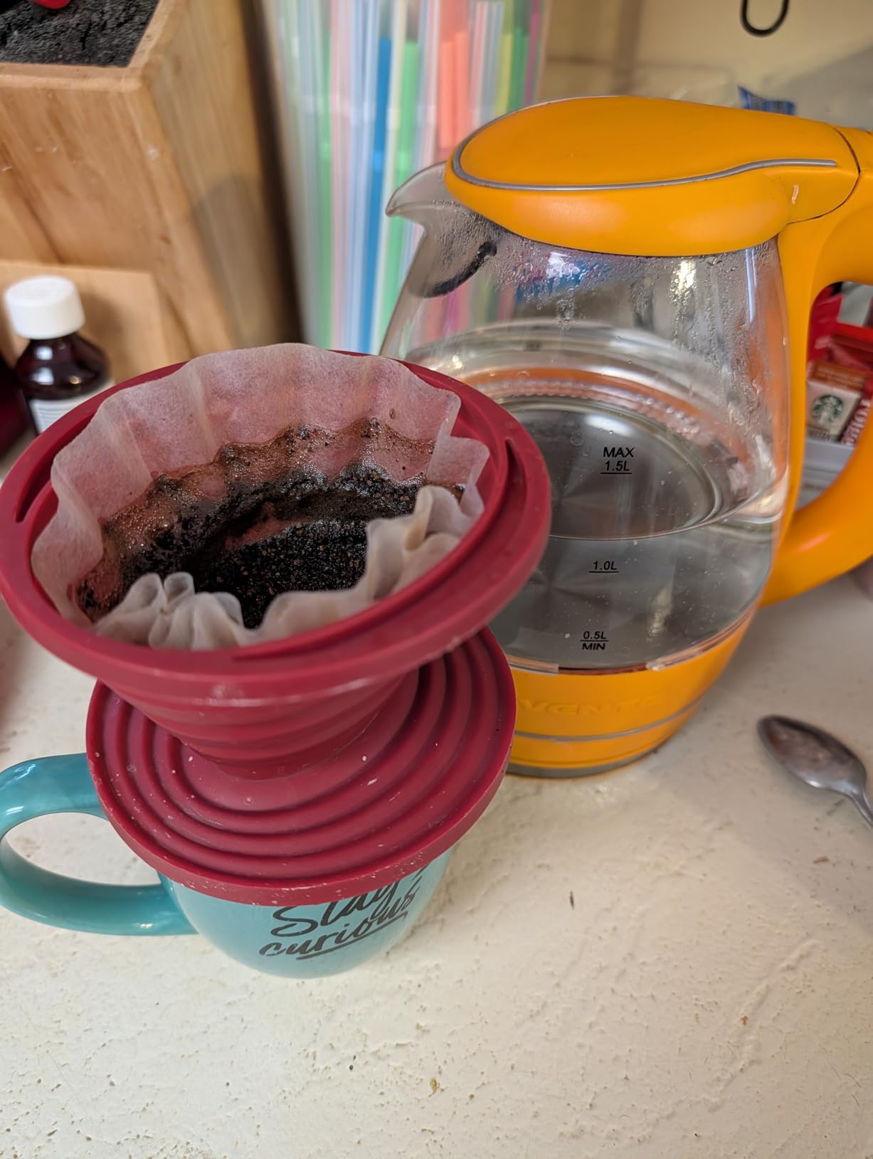 Attsky Collapsible Pour Over Coffee Dripper for Camp Coffee, Reusable Silicone Coffee Filter Holder for Camping Red customer photo 1