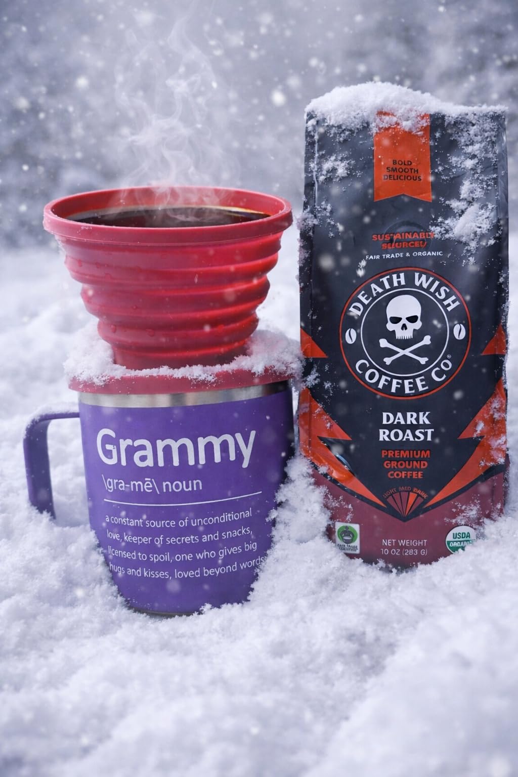 Attsky Collapsible Pour Over Coffee Dripper for Camp Coffee, Reusable Silicone Coffee Filter Holder for Camping Red customer photo 2