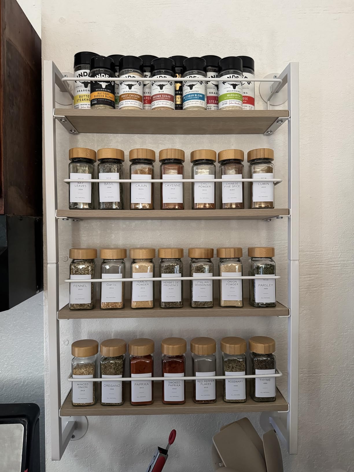 NETANY 24 Pcs Glass Spice Jars with Bamboo Lids, 4 oz Glass Jars with Minimalist Farmhouse Spice Labels Stickers, Collapsible Funnel, Seasoning Storage Bottles for Spice Rack, Cabinet, Drawer customer photo 1