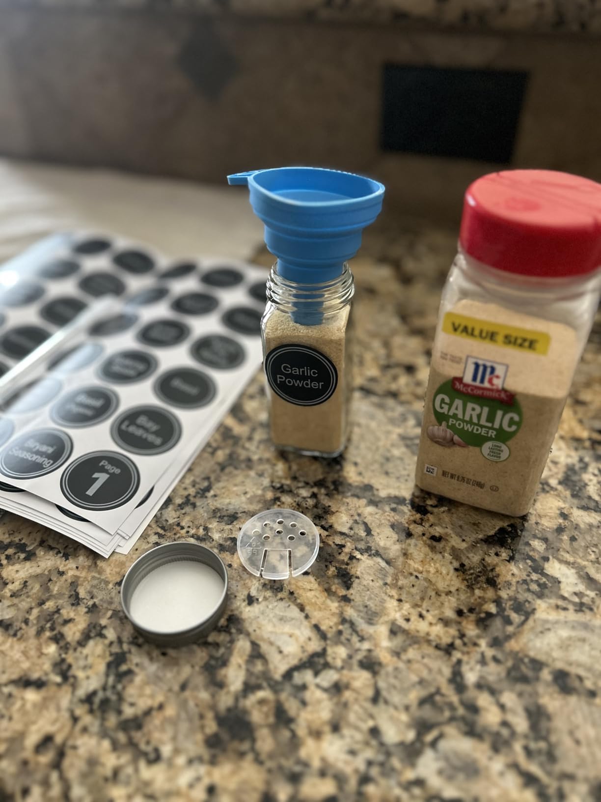 SpaceAid Spice Drawer Organizer with 28 Spice Jars, 386 Spice Labels, 4 Tier Seasoning Rack Tray Insert for Kitchen Drawers, 13