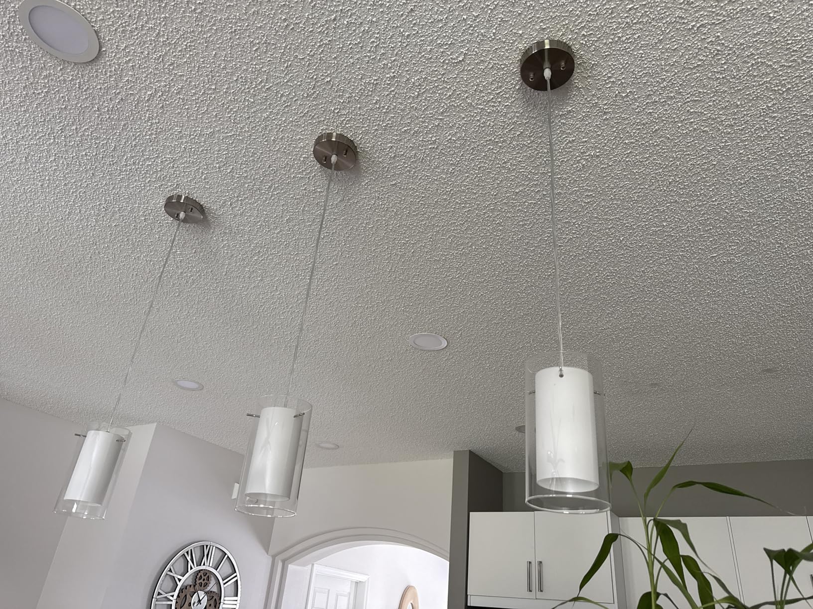 AKEZON Modern Glass Pendant Light 2 Pack, Adjustable Hanging Pendant Lighting Kitchen Lights Island Dining Room Bathroom Bar, Brushed Nickel Finish customer photo 1