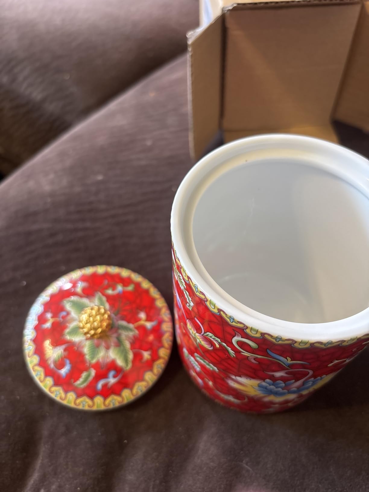 Enamel Ceramic Tea Caddy Tea Canister Tea Storage Container Tins Jar with Airtight Lid Water-proof Tank for Tea, Coffee, Herb, Sugar, Spice, Nuts customer photo 2