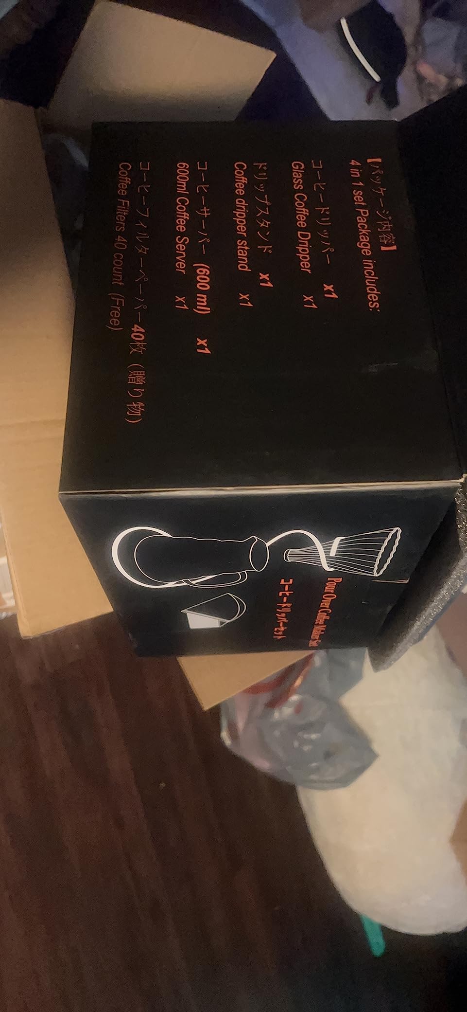 Pour Over Coffee Maker Set - Glass Dripper, Metal Stand, 600ml Heat-Resistant Server, 40 Filters - 4 in 1 for Home or Office (Bronze) customer photo 2