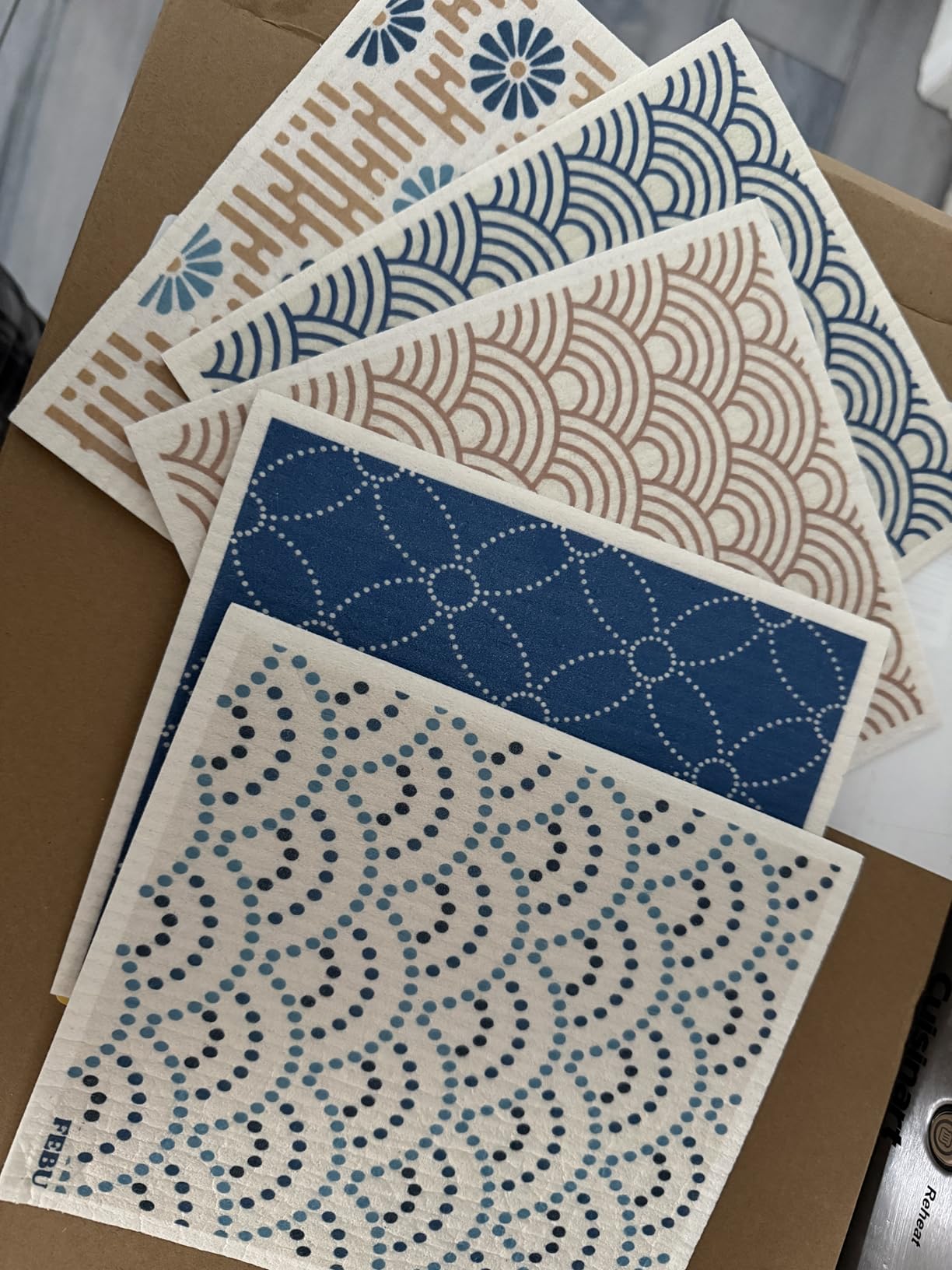 FEBU Swedish Dishcloths for Kitchen | 5 Pack Watercolor Reusable Paper Towels Washable | Swedish Dish Towels | Non-Scratch Cellulose Sponge Cloths | No Odor, Biodegradable Cleaning Cloths customer photo 1