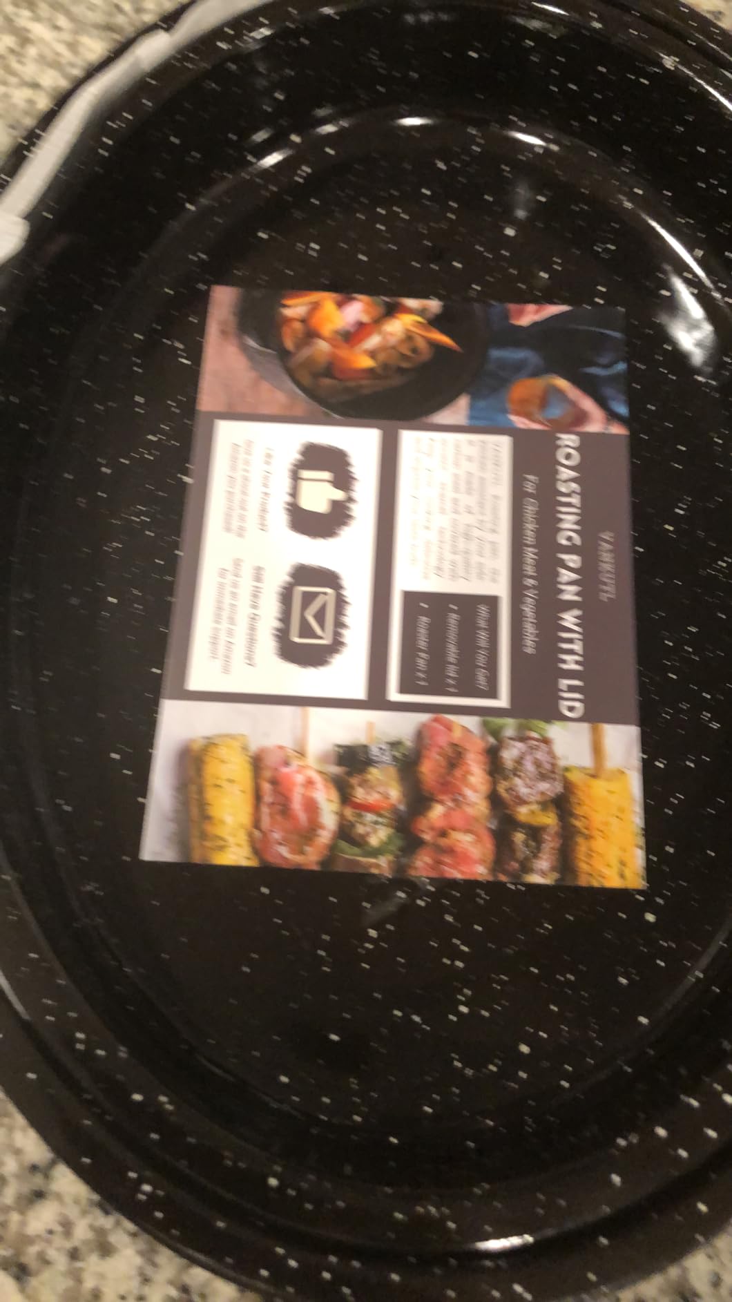 16 Inch Roasting Pan with Lid - Covered Oval Roaster - Enamel Carbon Steel Roaster Pot customer photo 2