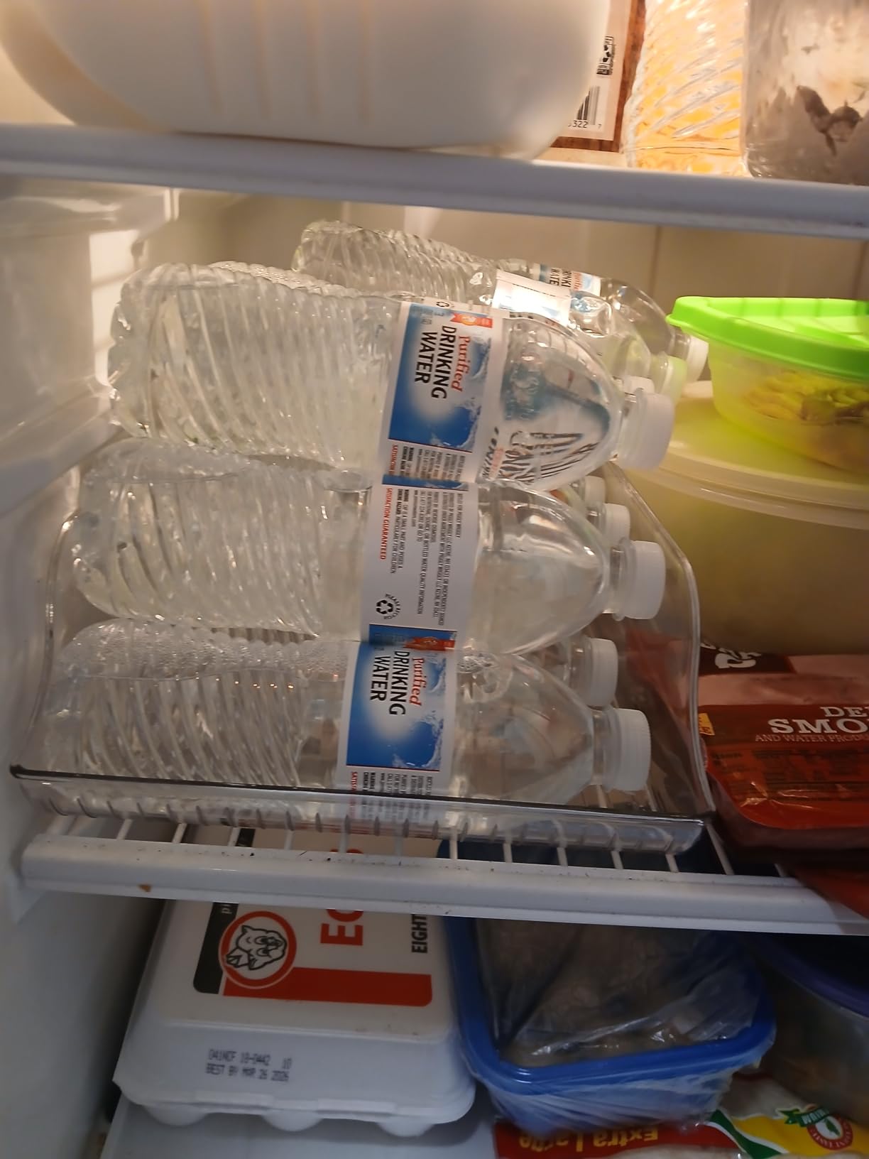 Puricon 2 Pack 16.9 oz Water Bottle Dispenser Organizer for Refrigerator Plastic Container Storage Bin for Fridge Freezer Pantry Kitchen customer photo 1