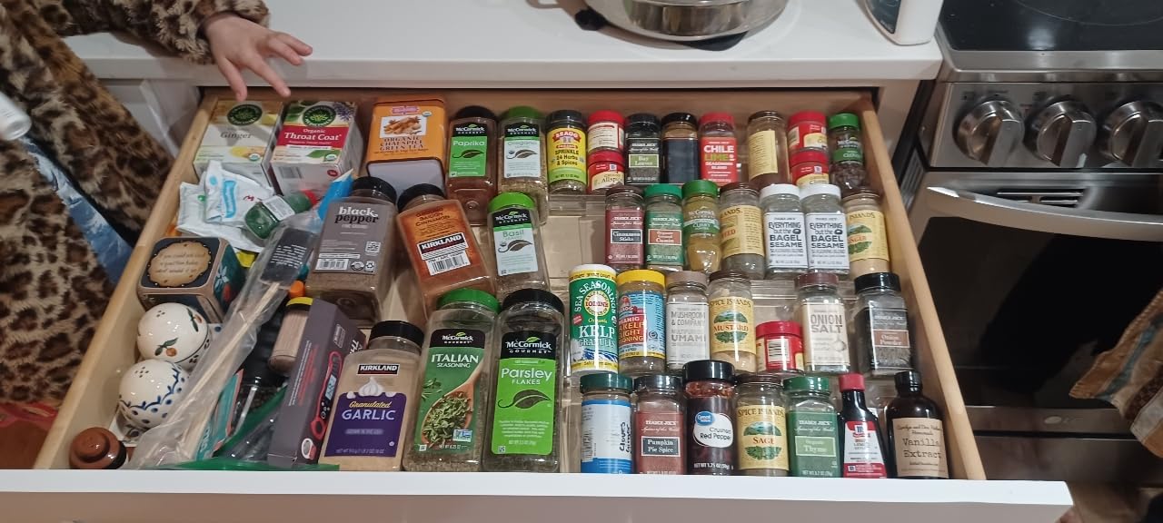 Jadehom Spice Drawer Organizer, 4 Tier Clear Acrylic Expandable From 13