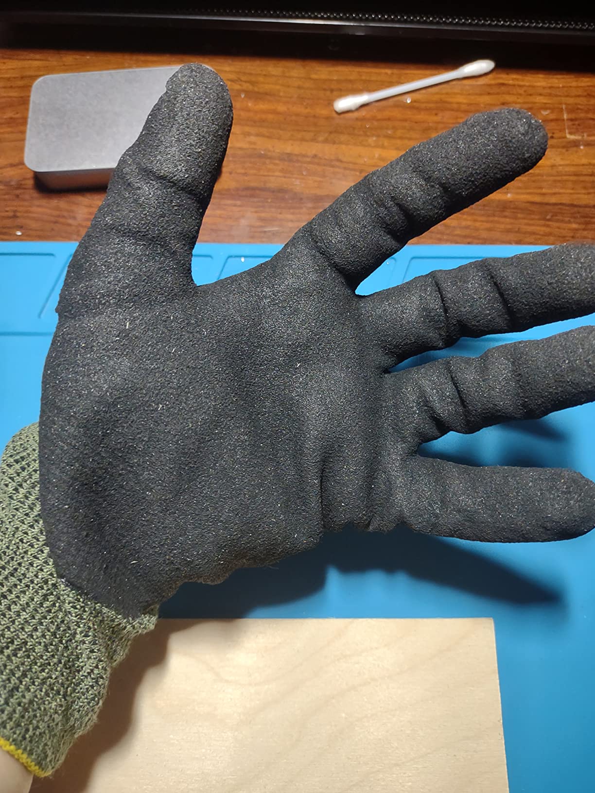 Ergodyne ProFlex 7042 Cut Resistant Work Gloves, ANSI A4, Contact Heat Resistant, Sandy Nitrile Coated Palms, 18g Aramid, Green, Large US customer photo 2