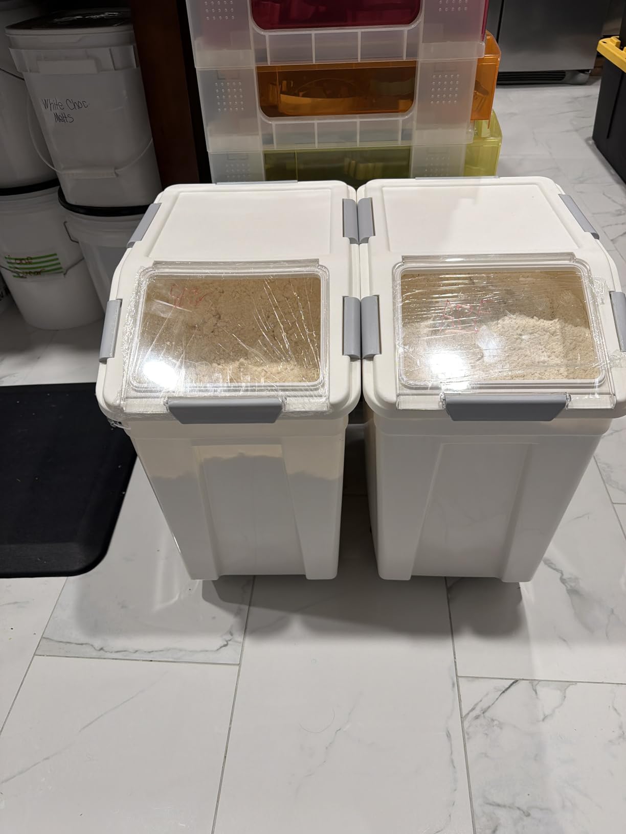 HANAMYA 33 Liter / 50 lbs Rice Storage Container with Measuring Cup, BPA free, For Rice | Grain | Pet Food | Flour, 2 count, White customer photo 2