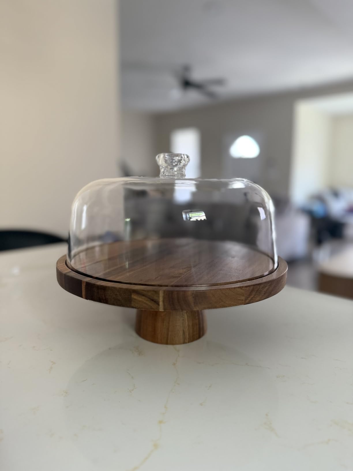 HOMESPHERE Acacia Wood Cake Stand with Lid - Cake Stand with Dome, 12in Round Cake Holder, 2-in-1 Dessert Table Display Set & Charcuterie Board for Cheese, Chips & Dips, Fruit Platter, Large Acrylic Cake Dome Cover customer photo 1