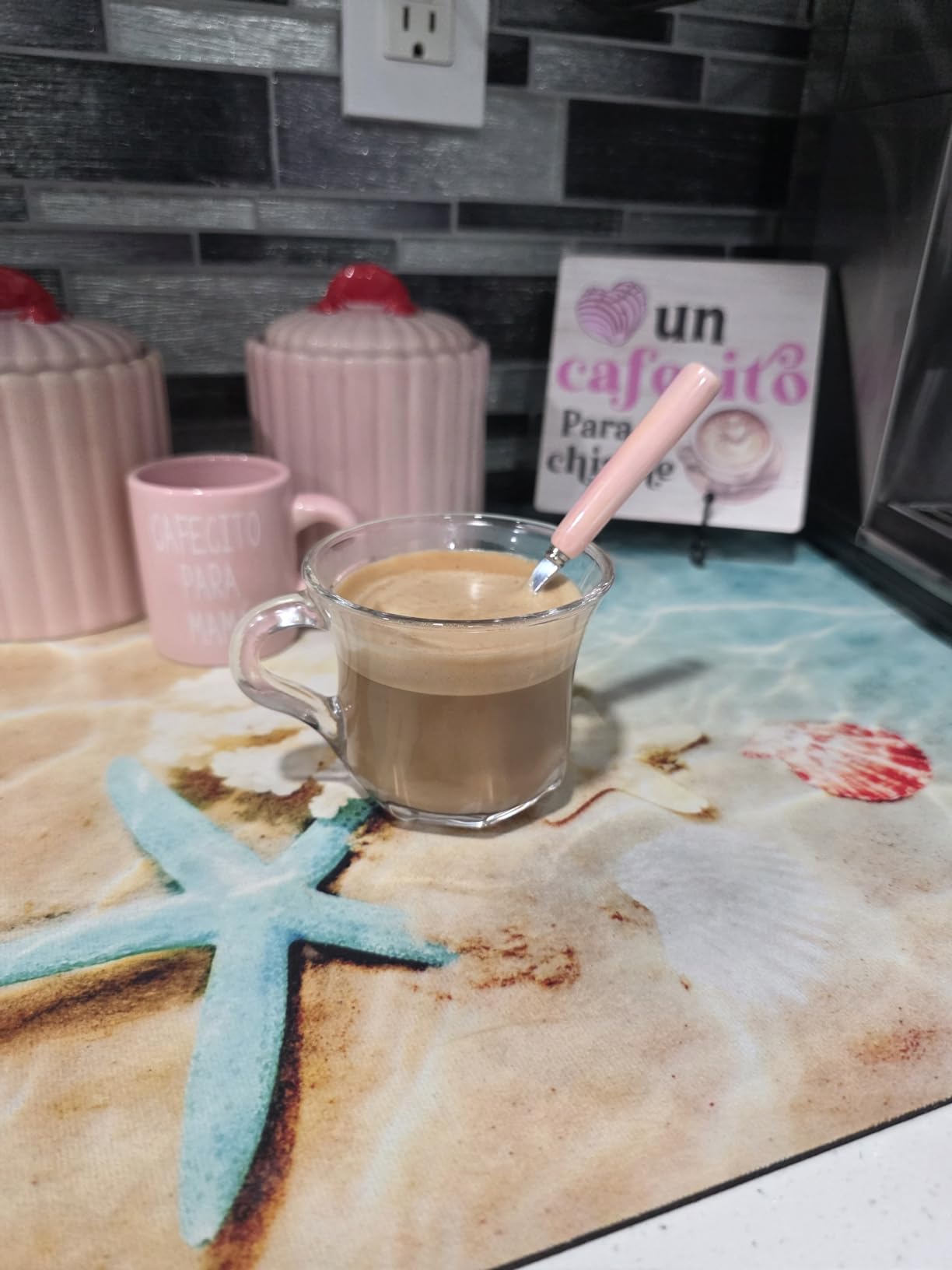 Glass Teacup and Saucer Set, 6 Pack Coffee Mug with Stainless Steel Spoon Suitable for Espresso Juice Cappuccino customer photo 2