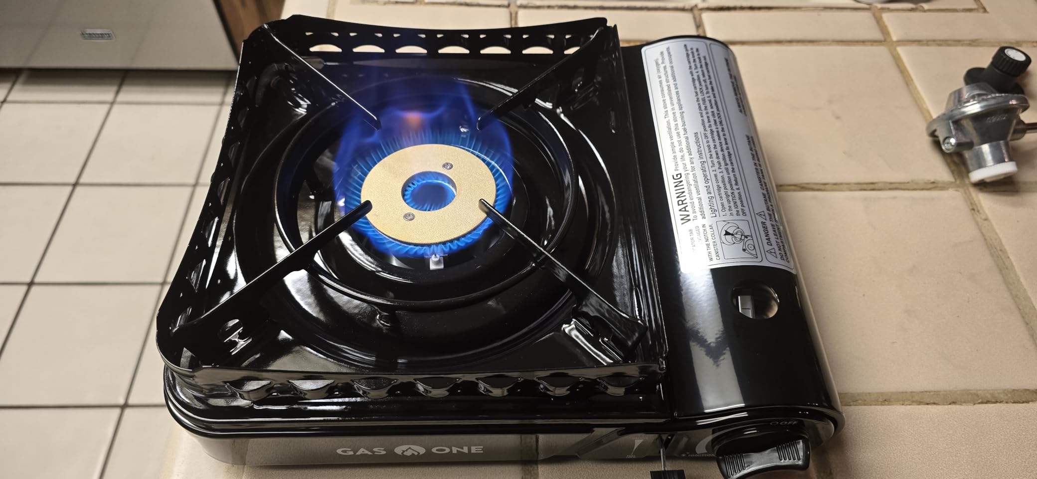 GasOne 15,000 BTU Propane or Butane Stove Dual Fuel Stove Portable Camping Stove - Patented - with Carrying Case Great for Emergency Preparedness Kit customer photo 2