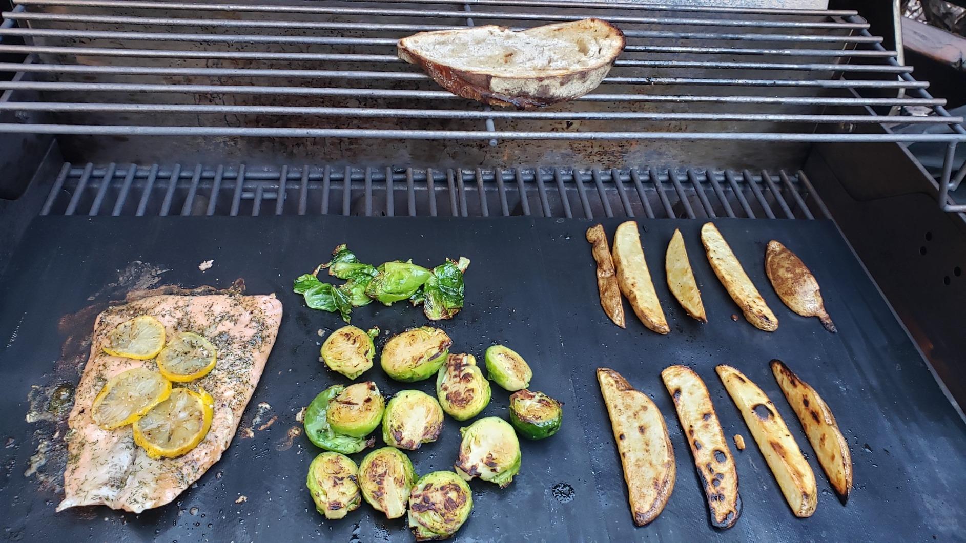 GRILLART BBQ Grill Mats for Outdoor Grill - Nonstick 600 Degree Heavy Duty Grilling Mat (Set of 2) - Reusable BBQ Grill Accessories Sheets -Works on Electric Grill Gas Charcoal BBQ - Gifts for Men Dad customer photo 1