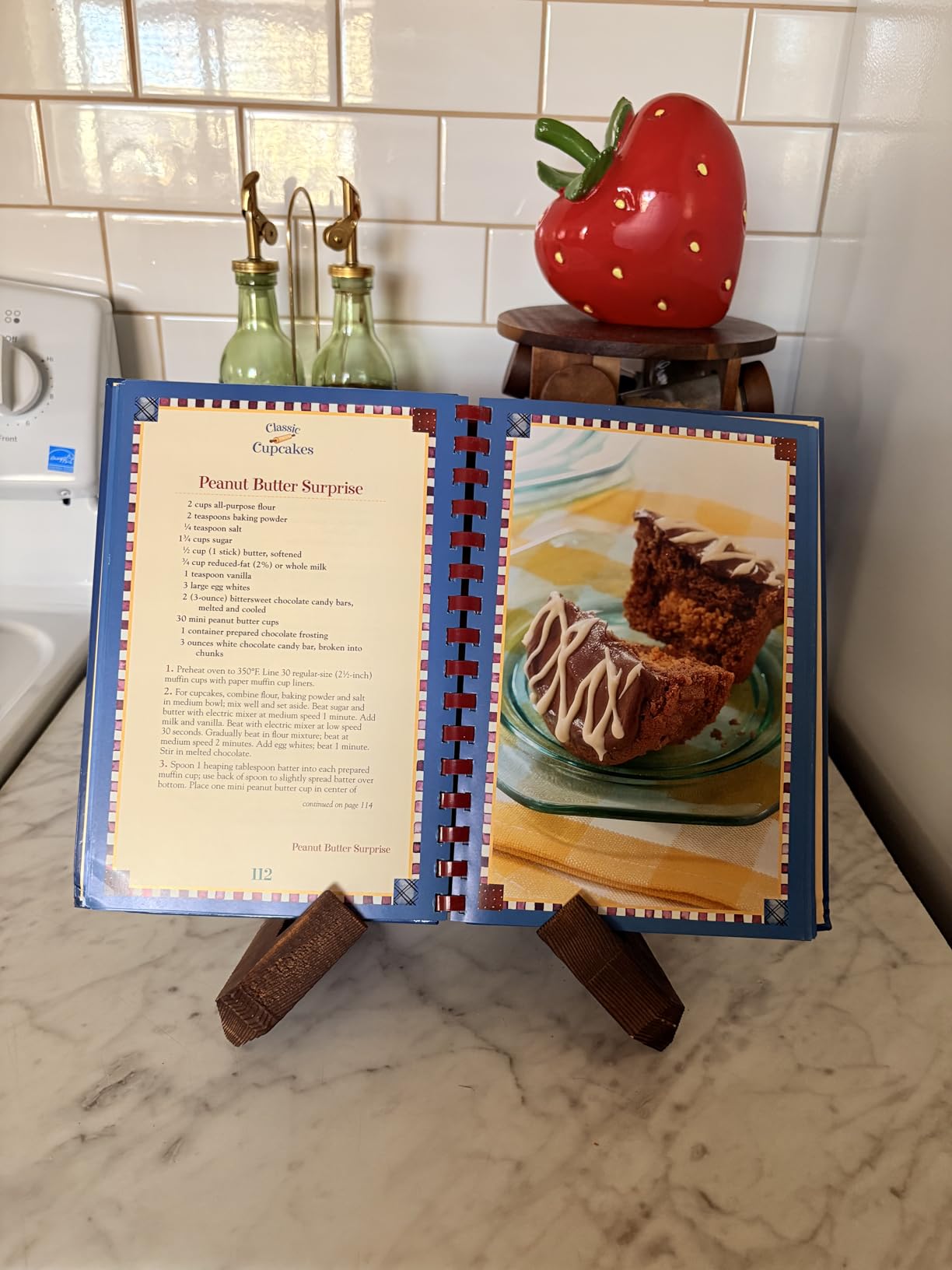 PUERSI Cookbook Stand for Kitchen, Recipe Book Holder for Kitchen Counter, Wooden Cookbook Holder, Rustic Cook Book Holder Stand - Rustic Brown customer photo 2