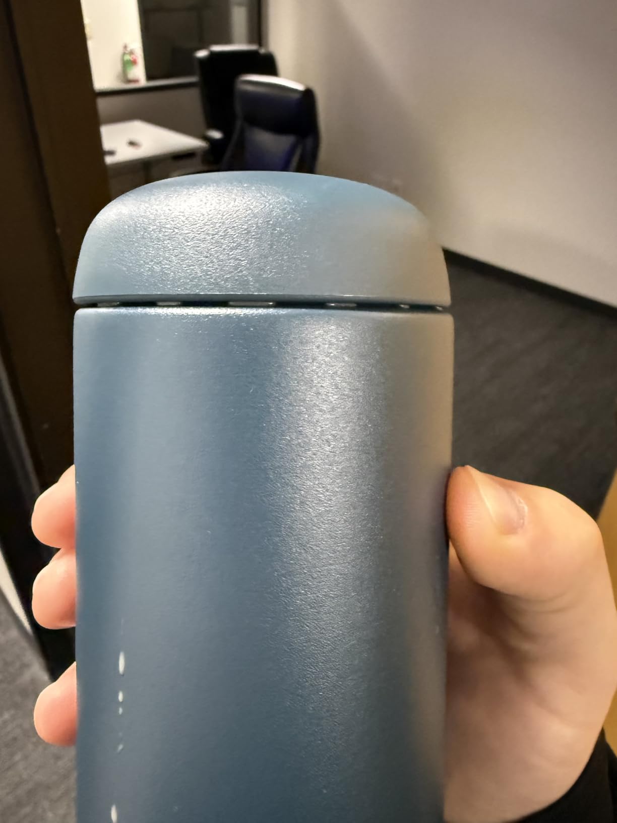 Fellow 12 oz Carter Move Travel Mug - Vacuum-Insulated Stainless Steel Travel Coffee Mug - Coffee Tumbler with Ceramic Interior and Splash Guard - Stone Blue customer photo 1