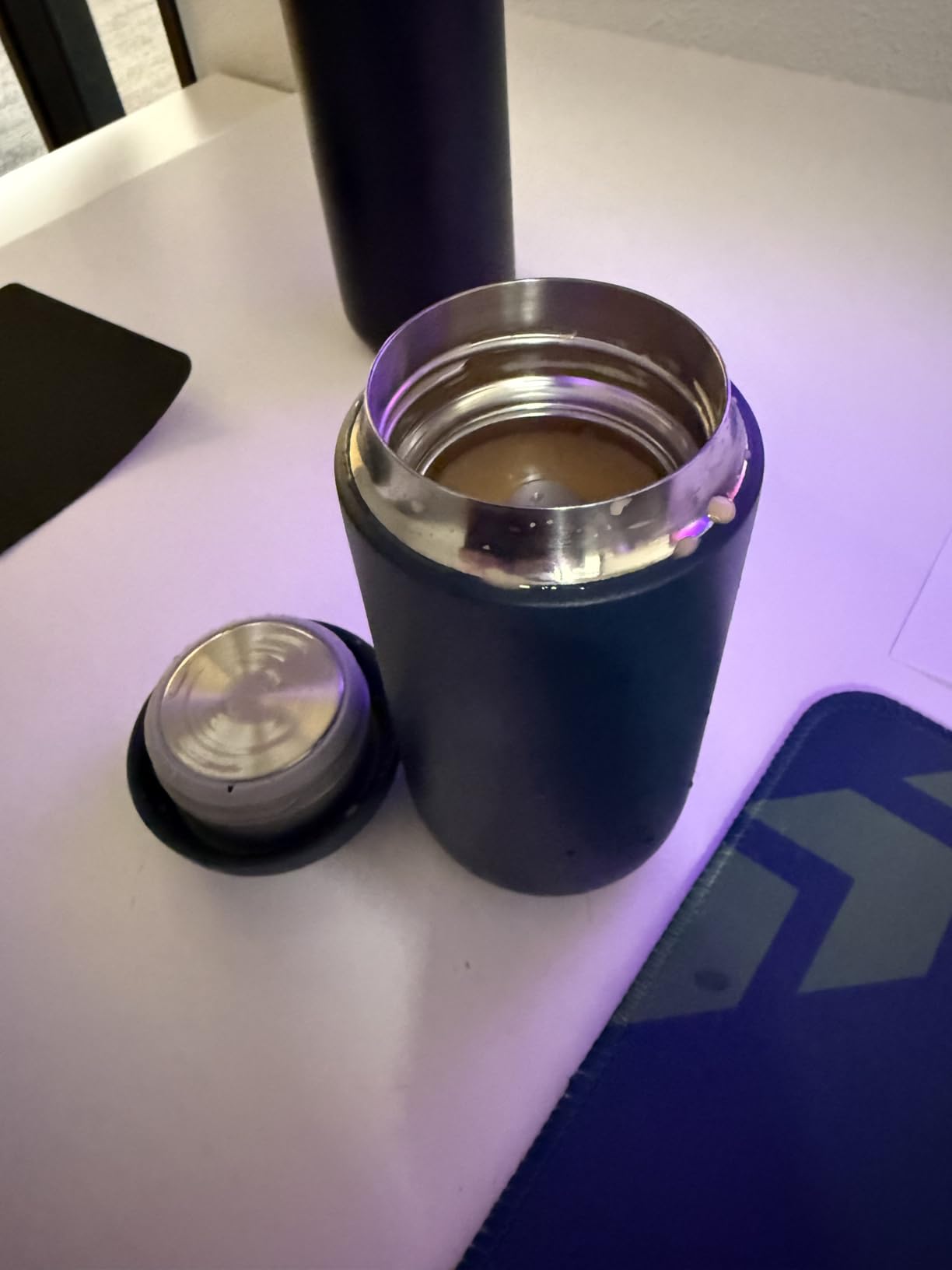 Fellow 12 oz Carter Move Travel Mug - Vacuum-Insulated Stainless Steel Travel Coffee Mug - Coffee Tumbler with Ceramic Interior and Splash Guard - Stone Blue customer photo 2