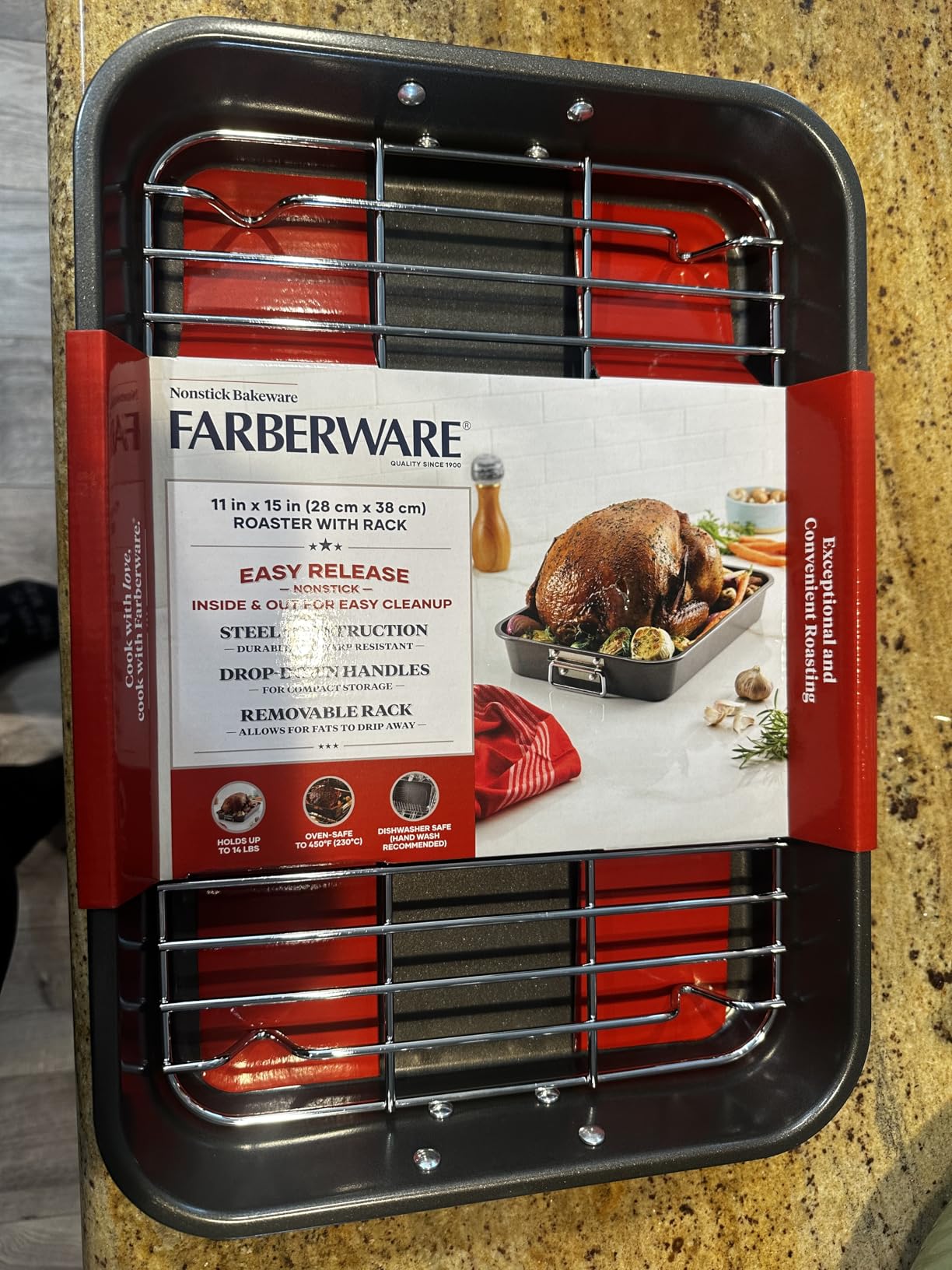Farberware Classic Traditions Stainless Steel Roaster/Roasting Pan with Rack, 17 Inch customer photo 1