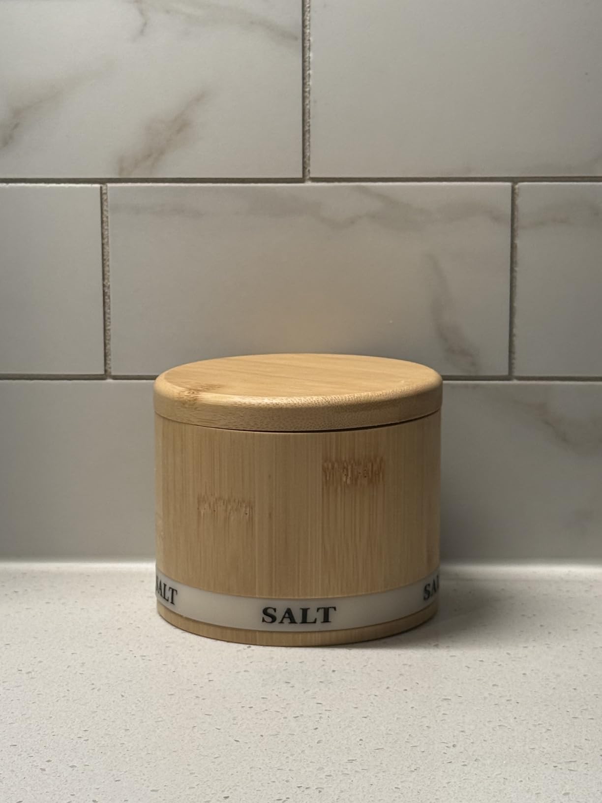 ThougrLyh Salt Box Bamboo Salt Container with Swivel Lid with Magnetic to Easily Open and Seal Salt Cellar With Spoon for Storing Salt Pepper Sugar Herbs Small Spice Box customer photo 1