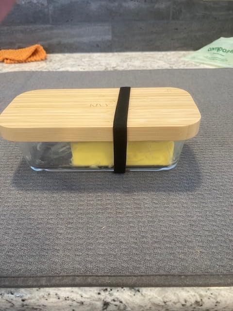 KIVY Glass butter dish with airtight lid that keeps butter soft - For countertop and refrigerator door shelf - Butter tray with lid fridge - Butter holder for counter - Covered butter dishes customer photo 2
