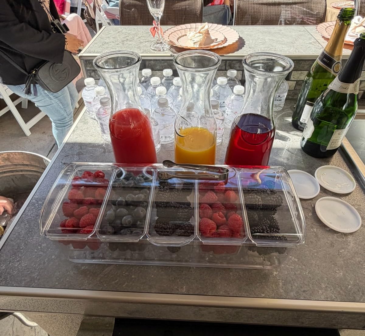 Condiment Tray with Stainless Steel 5 Spoons, 5 Forks and 1 Clip, Chilled Condiment Server, Condiment Server, Bar Garnish Holder on Ice, Bar Accessories Fruit and Salad with Removable Trays and Lid customer photo 1