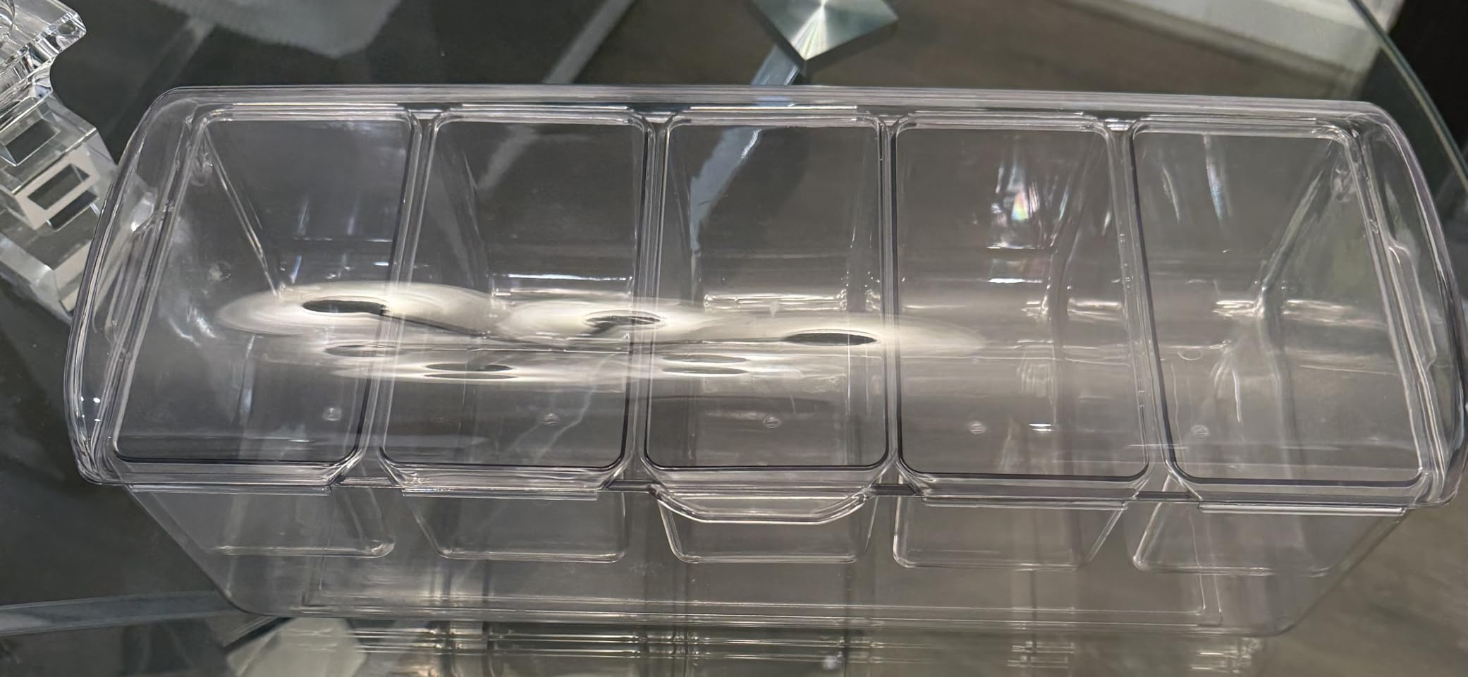 Condiment Tray with Stainless Steel 5 Spoons, 5 Forks and 1 Clip, Chilled Condiment Server, Condiment Server, Bar Garnish Holder on Ice, Bar Accessories Fruit and Salad with Removable Trays and Lid customer photo 2