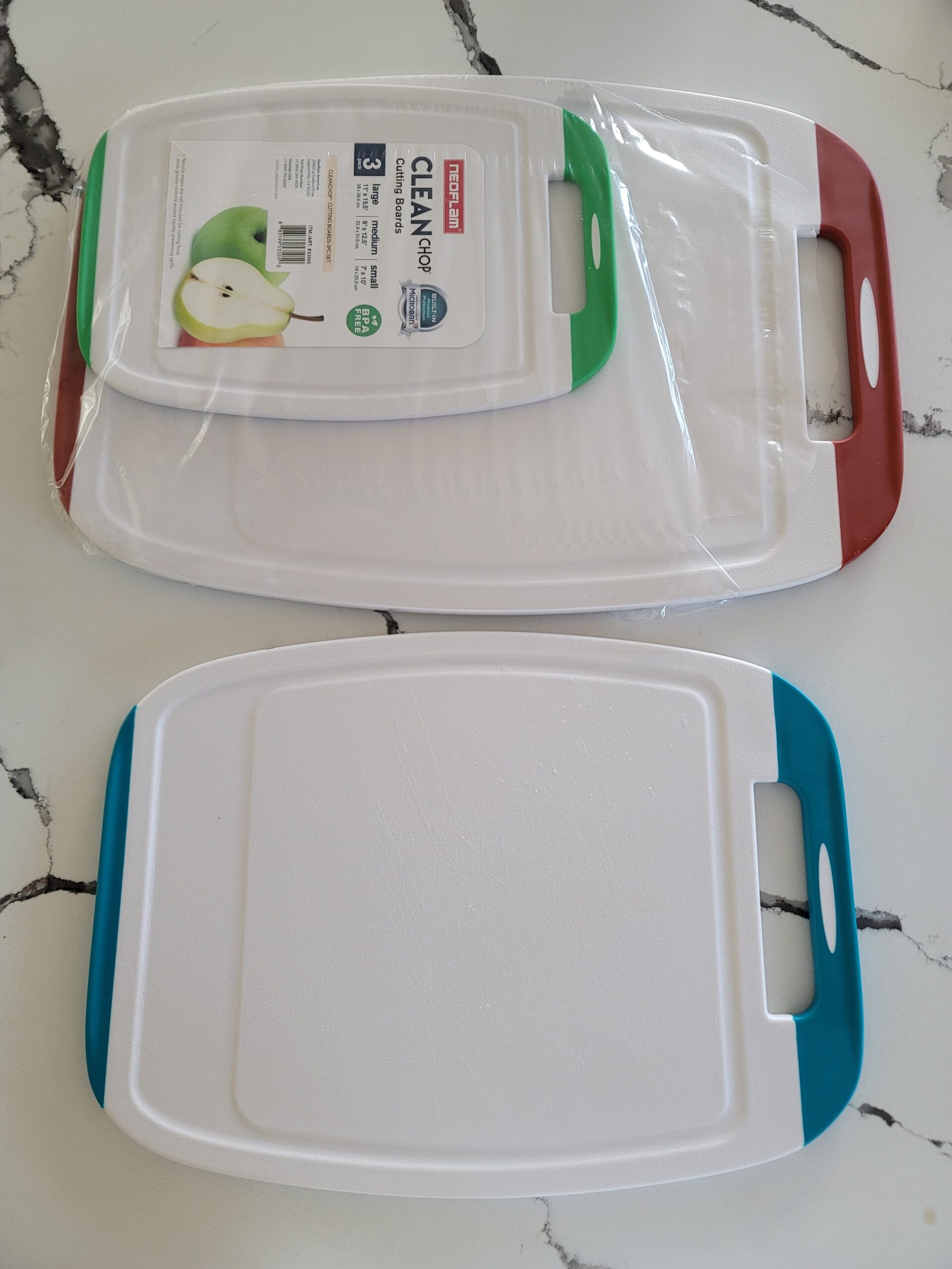 Neoflam Microban Protection Cutting Board 3 Piece Set, Stain & Odor/BPA Free, Reversable Board, Upgraded Larger Juice Groove, Non-Slip EZ Grip Handle, Dishwasher Safe, Pastel customer photo 1