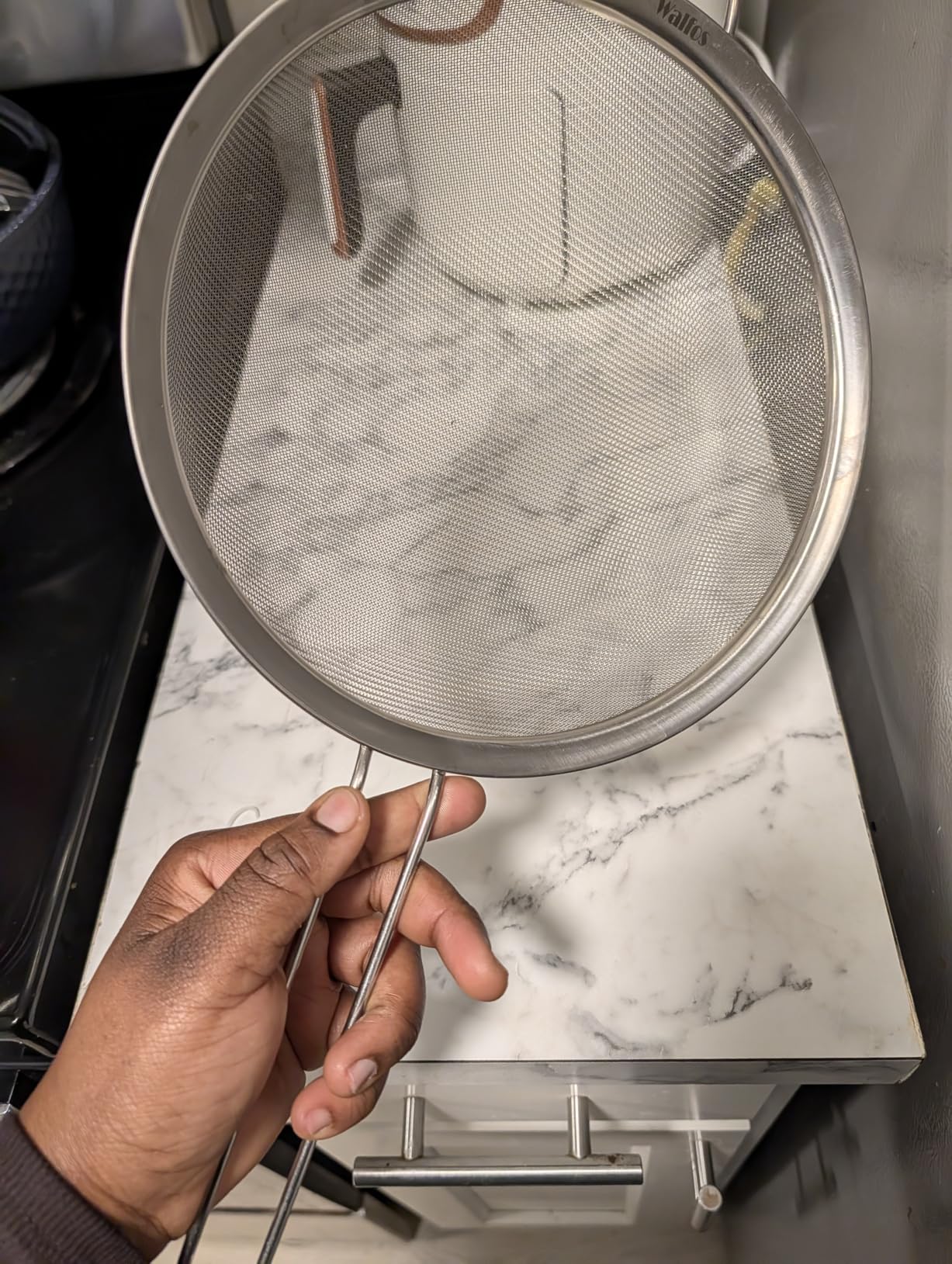 Walfos Small Fine Mesh Tea Strainer, Mini Stainless Steel Sieve with Handle, 2.7 Inch Kitchen Metal Sifter Strainers for Tea, Juicing, Coffee, Cocktail, Powdered Sugar, Matcha (2 Pack) customer photo 2