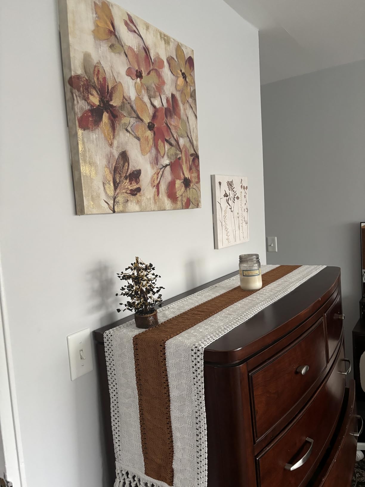 FEXIA Boho Table Runner for Thanksgiving Fall Christmas Home Decor with Tassels 72 Inches Long Pottery barn Furniture Farmhouse Rustic Macrame Burlap Table Decoration for Living Room (12x72 Inches) customer photo 2