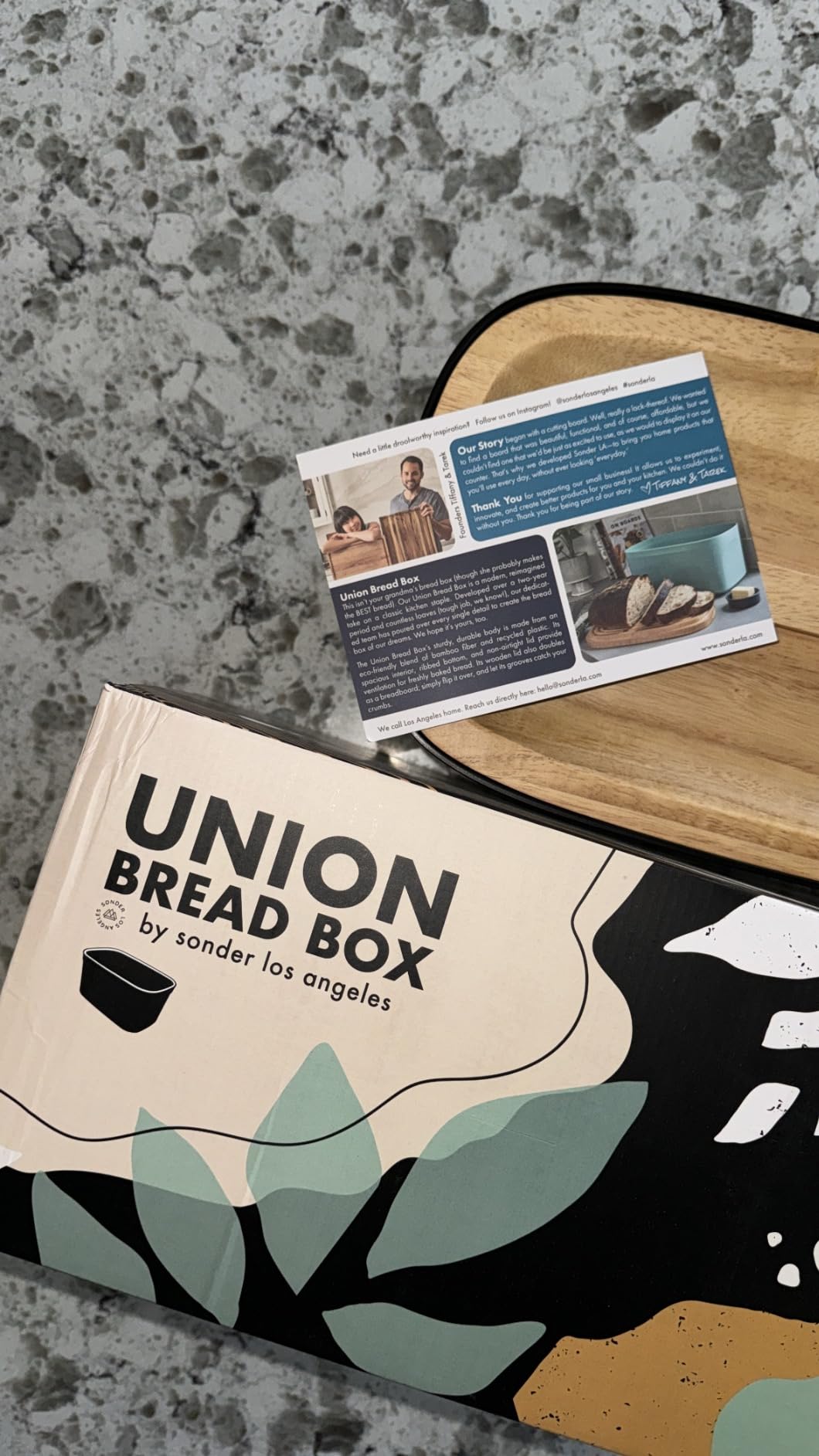 Sonder Los Angeles Union Large Bread Box | Fits Full Sourdough Loaves and More | Breadbox with Cutting Board | Homemade Bread Bin Storage Container | 14.25x9.25x7 in | Black customer photo 2