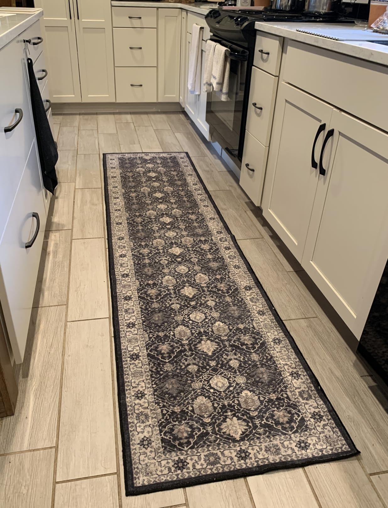 Hallway Washable Runner Rug - 2x10 Kitchen Rugs Entryway Rug Runner Vintage Soft Floor Mat Non Slip Indoor Farmhouse Carpet for Bathroom Living Room Bedroom (2 X 10, Beige) customer photo 2