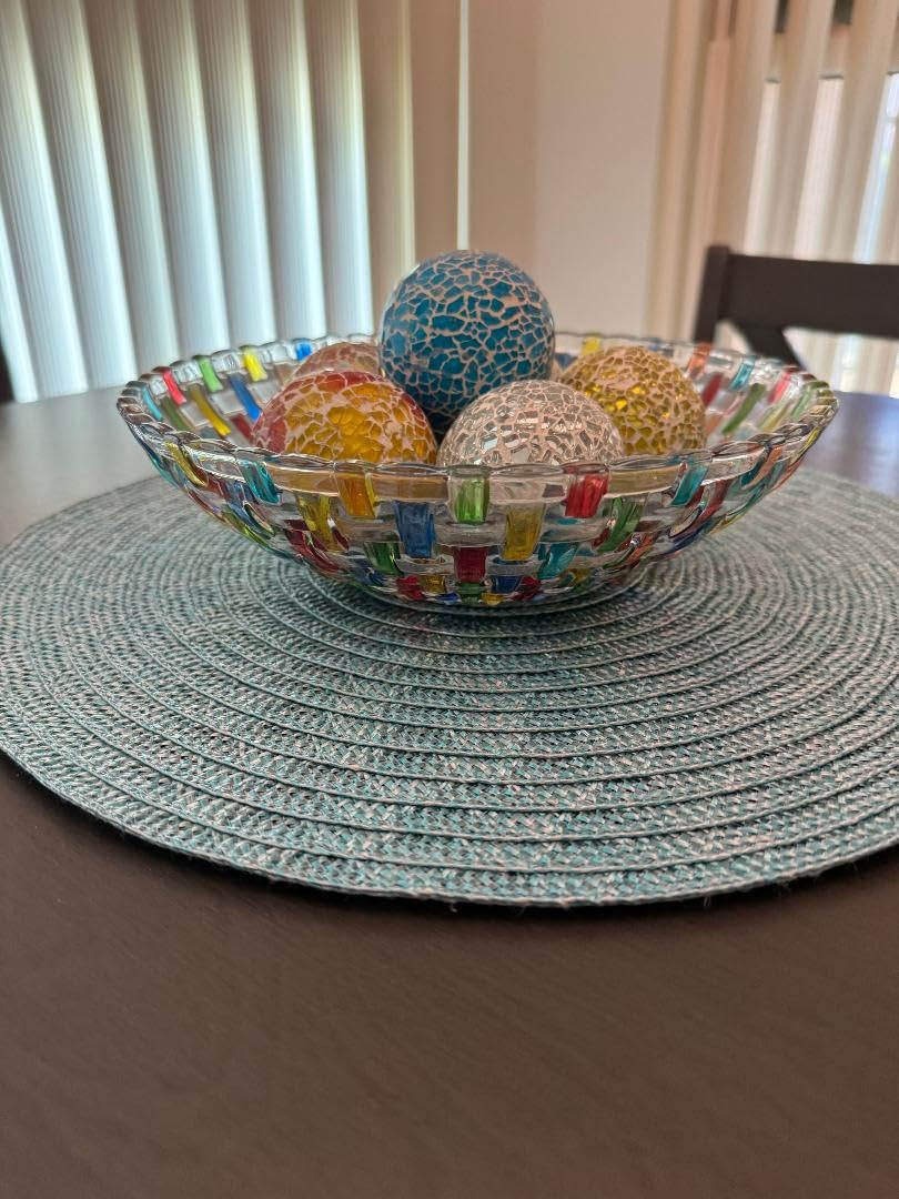 MAGCOLOR Hand Painted Colorful Woven Glass Crystal Salad & Fruit Bowl Decoration,Centerpiece For Home,Office,Wedding Decor, Fruit, Snack, Dessert, Server customer photo 1