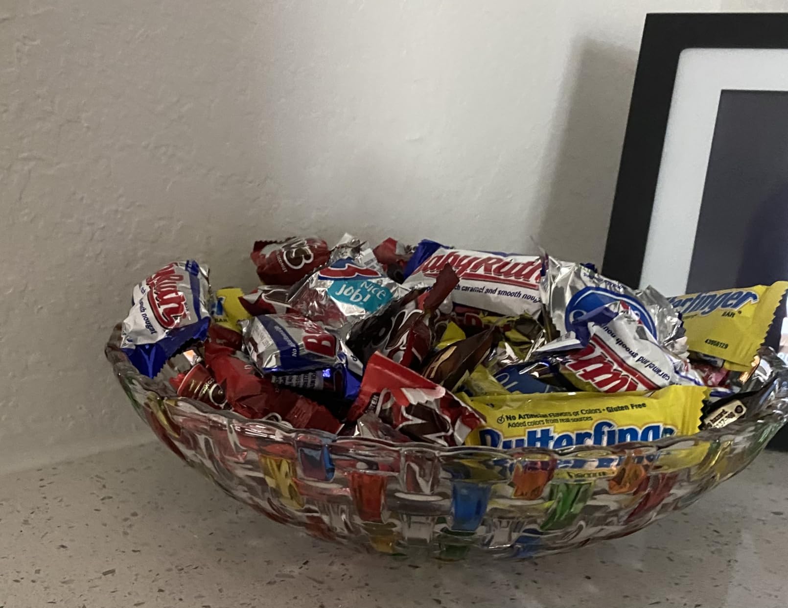 MAGCOLOR Hand Painted Colorful Woven Glass Crystal Salad & Fruit Bowl Decoration,Centerpiece For Home,Office,Wedding Decor, Fruit, Snack, Dessert, Server customer photo 2